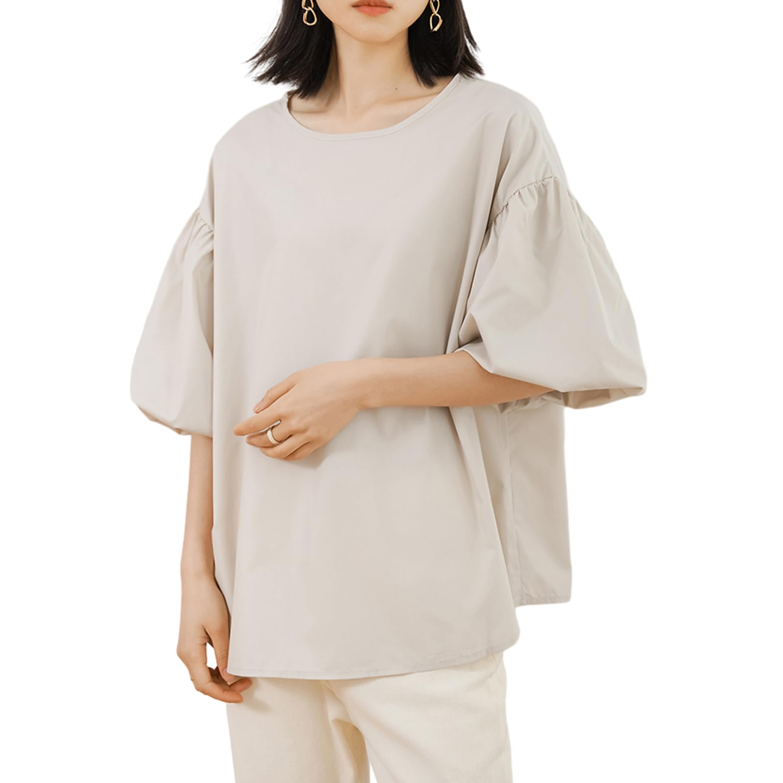 【送料無料】[RoyzTocz] ブラウス レディース 半袖 夏 春 tシャツ メメエクストラ パフスリーブ トップ..