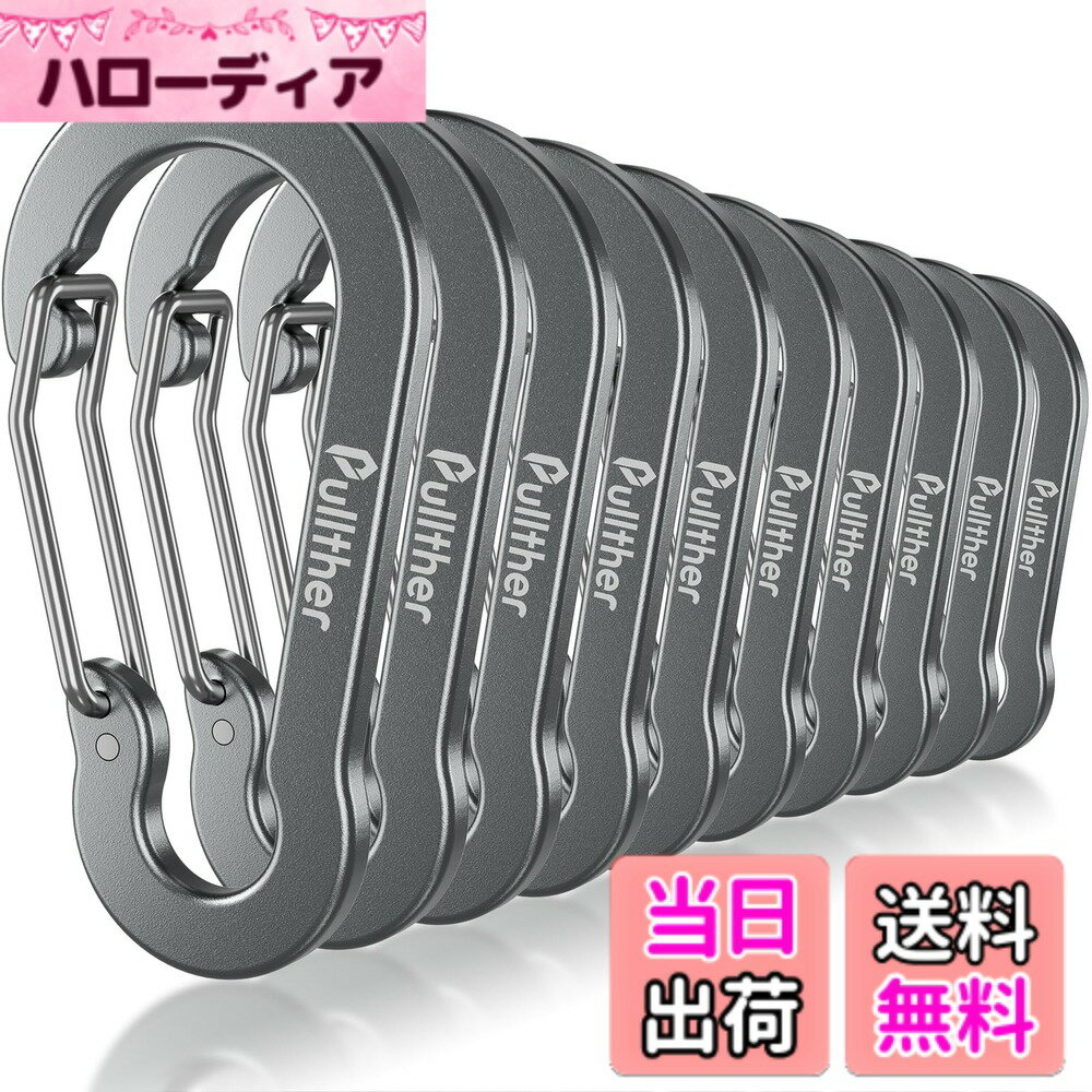 【送料無料】Pullther カラビナ 大型 錆びない 超軽量 アルミ アウトドア 鍵用カラビナ 7cm 高強度 10個 色：色