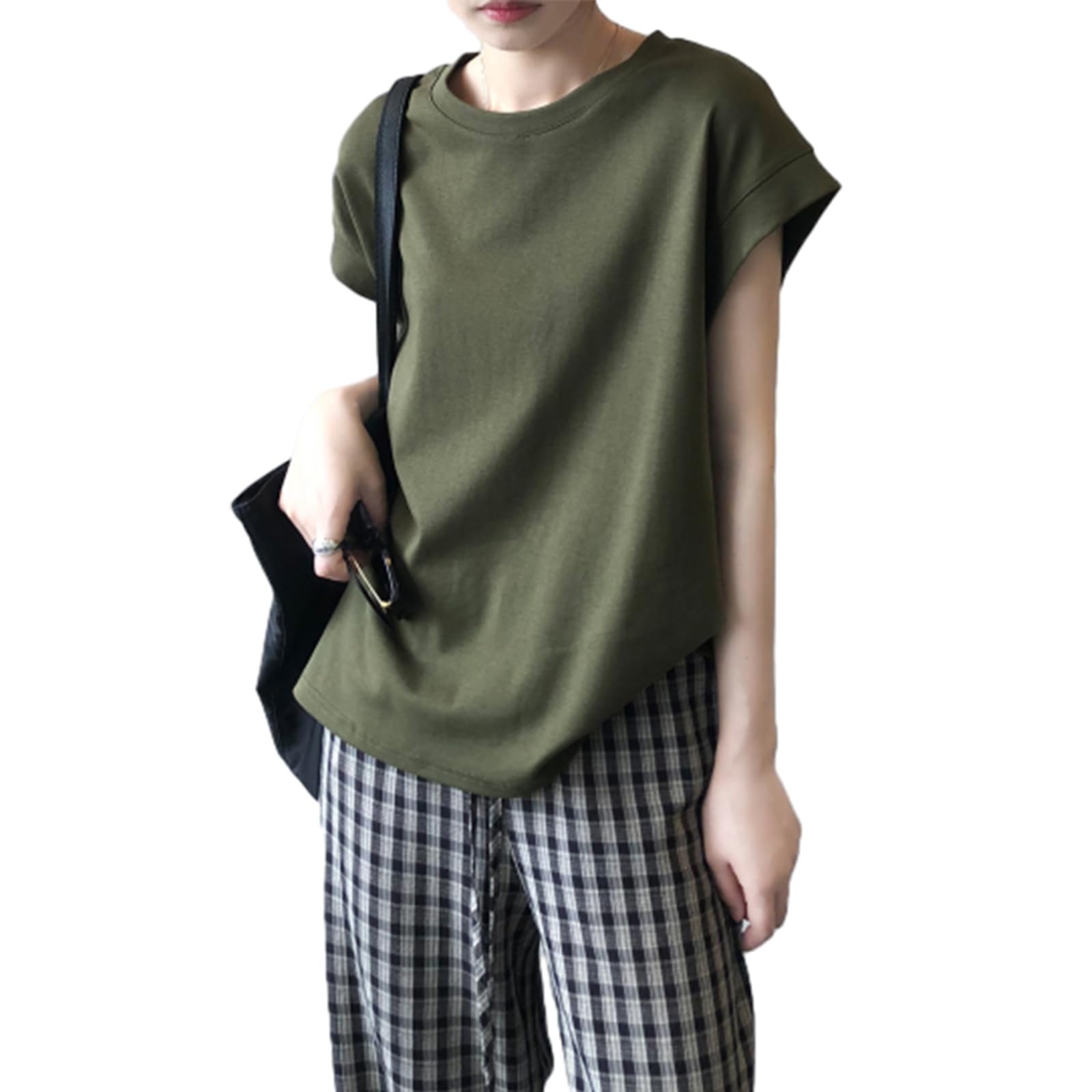 【送料無料】[RoyzTocz] レディース tシャツ 薄手 ゆったり 体型カバー 半袖 tシャツ トップス 丸襟 ノ..