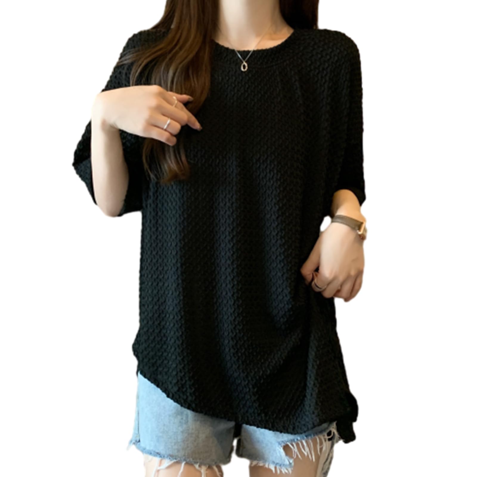 【送料無料】[RoyzTocz] tシャツ レディース スリット クルーネック tシャツ 半袖 トップス ゆったり ..