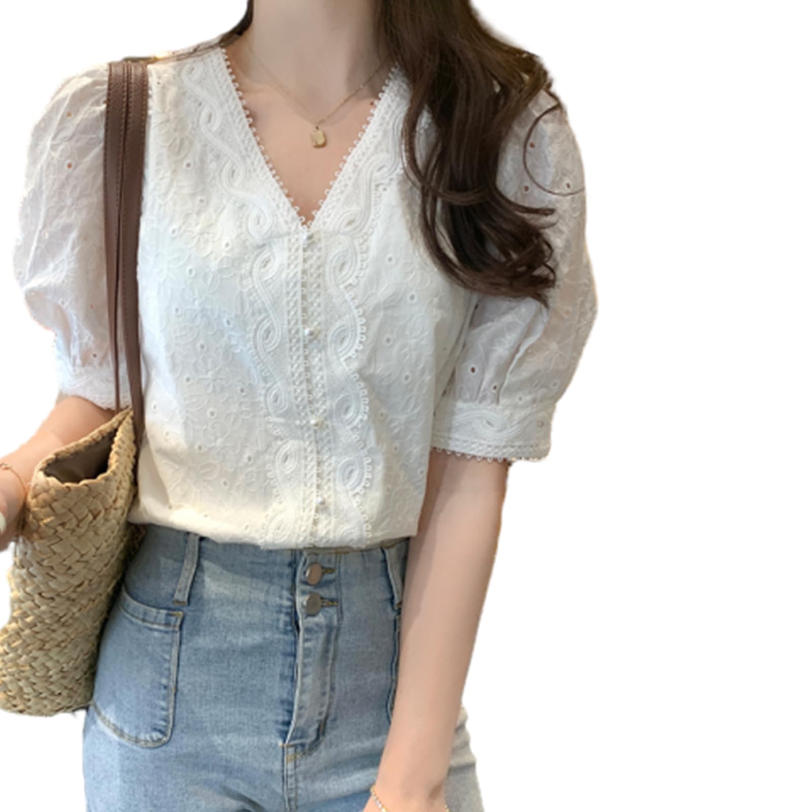 【送料無料】[RoyzTocz] レディース シャツ 女性 半袖 ブラウス Vネック トップス カーディガン ゆった..