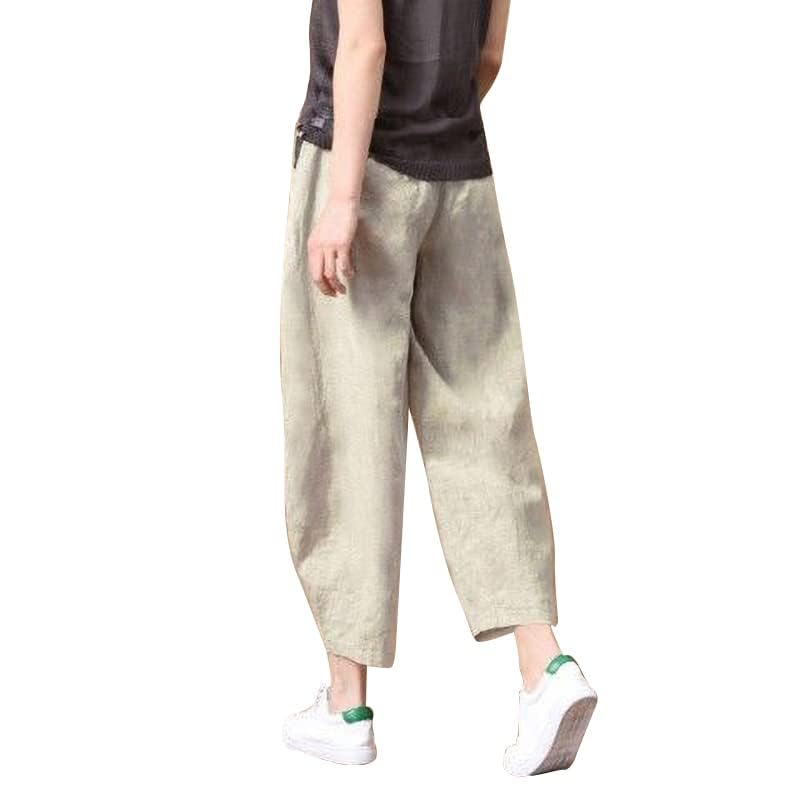 【送料無料】[KEQIKAI] レディースパンツ ルーズパンツ レディースロングパンツ サルエルパンツ レディース 大きいサイズ 春 夏 秋 冬 レディース 快適 通気性 S-5XL ホーム パジャマ ズボン 九分丈パンツ 色：apricot、サイズ：M RegularLong