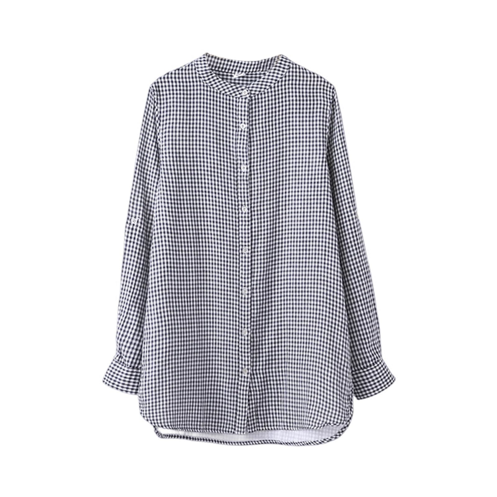 【送料無料】[R10righten] シャツ トップス レディース ブラウス 丸首 ダブルガーゼ コットン ロング ..