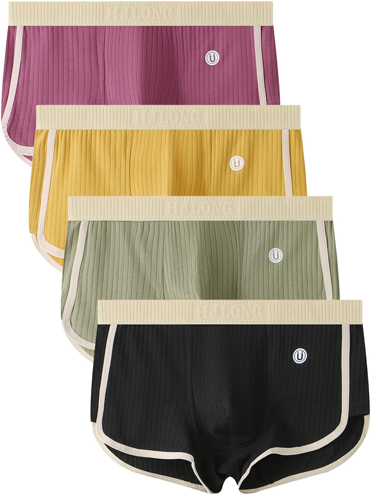 【送料無料】[Cailu Ken] ボクサー ローライズ ブリーフ メンズ 下着 4枚セット 前閉じ 綿 3D 立体成型 吸汗 通気性 吸水速乾 蒸れない ストレッチ ボクサーパンツ 色：4PCS、サイズ：2XL