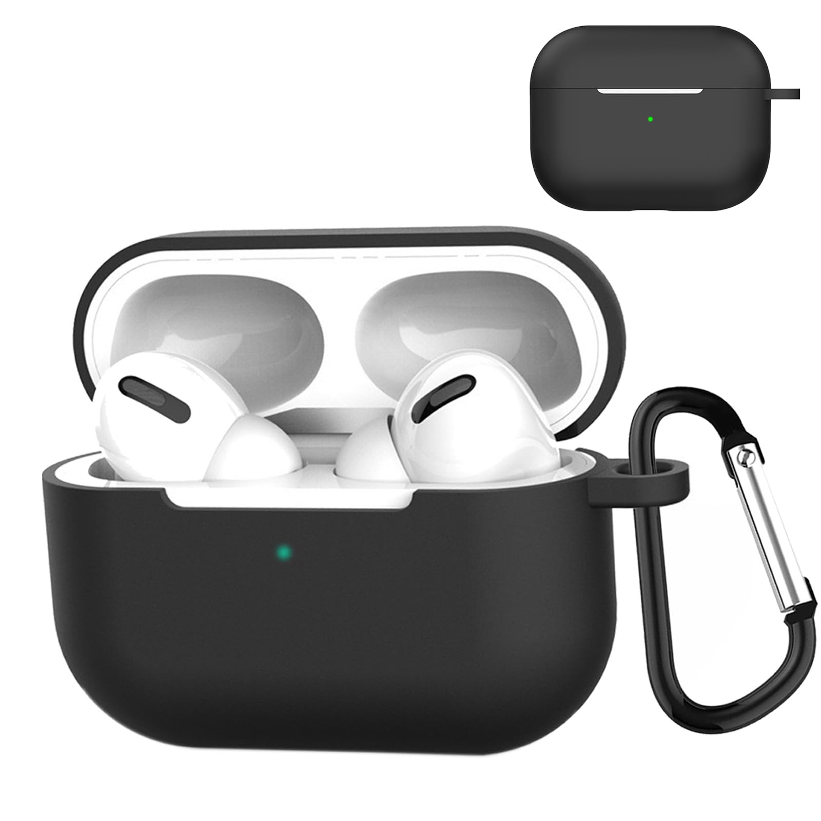 【送料無料】TOORQR For AirPods 第3世代 ケース カバー AirPods 3 シリコン素材 ケース 保護カバー 防水 防塵 落下防止 キズ防止 全面保護 軽量 カラビナ付き 色：ブラック、サイズ：AirPods Pro 3 ケース