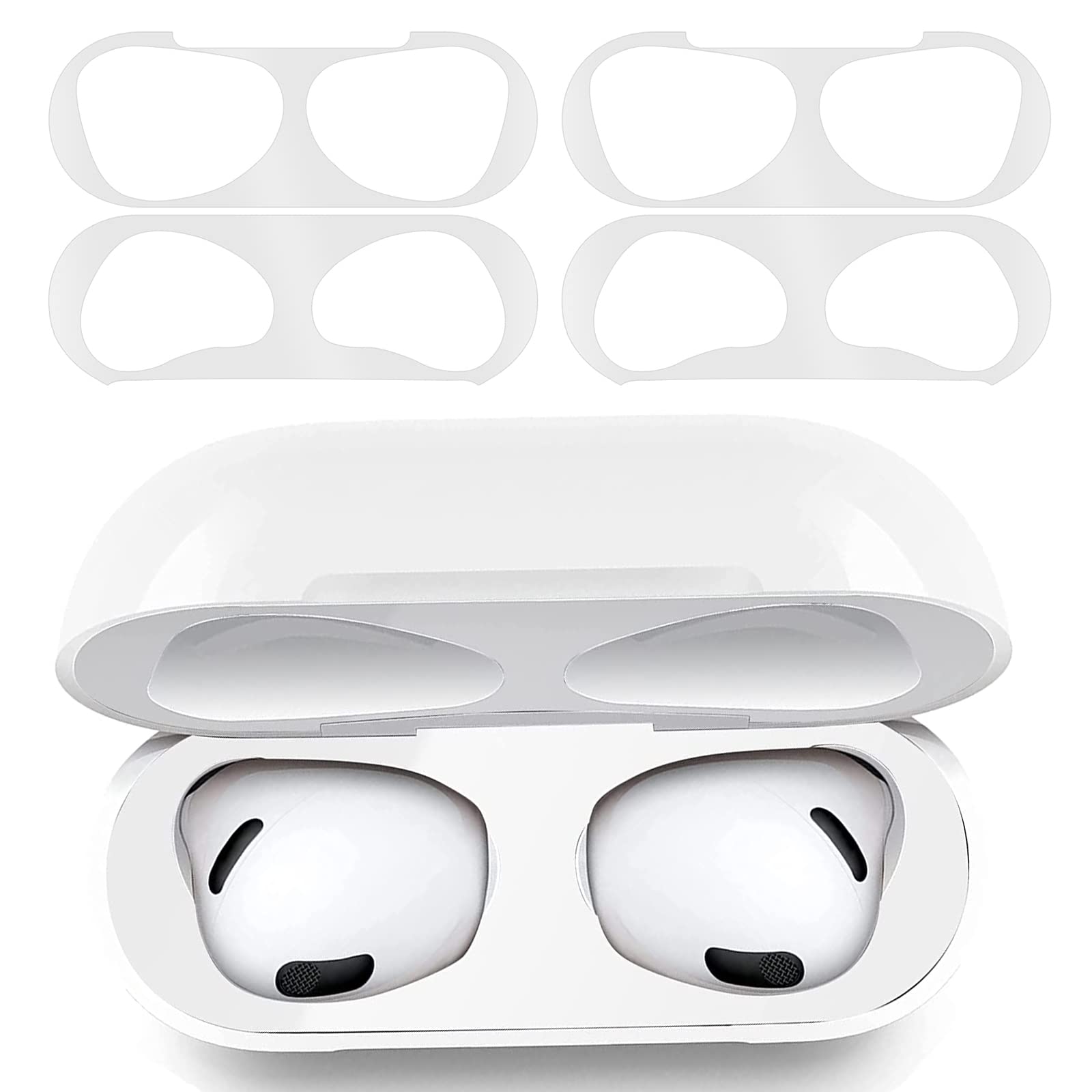 【送料無料】ZIRTEX 対応 AirPods Pro 3 ダストガード 【2セット0.02mm 極薄】 エアーポッズプロ2/1 シール 故障防止 吸着 ほこり ゴミ 金属製 侵入防止 防塵 粉塵防止 おしゃれ お洒落 豪華 人気-APD 色：ホワイト、サイズ：AirPods 3