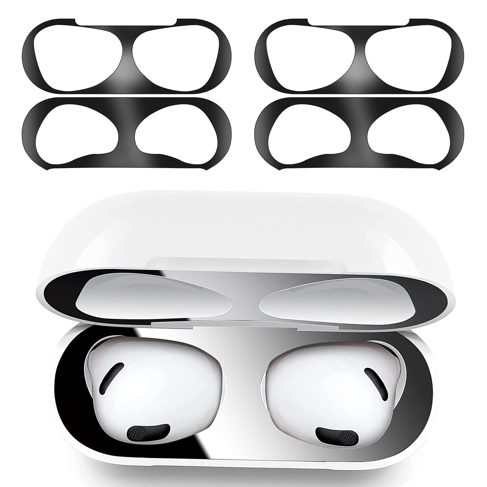 【送料無料】ZIRTEX 対応 AirPods Pro 3 ダストガード 【2セット0.02mm 極薄】 エアーポッズプロ2/1 シール 故障防止 吸着 ほこり ゴミ 金属製 侵入防止 防塵 粉塵防止 おしゃれ お洒落 豪華 人気-APD 色：ブラック、サイズ：AirPods 4