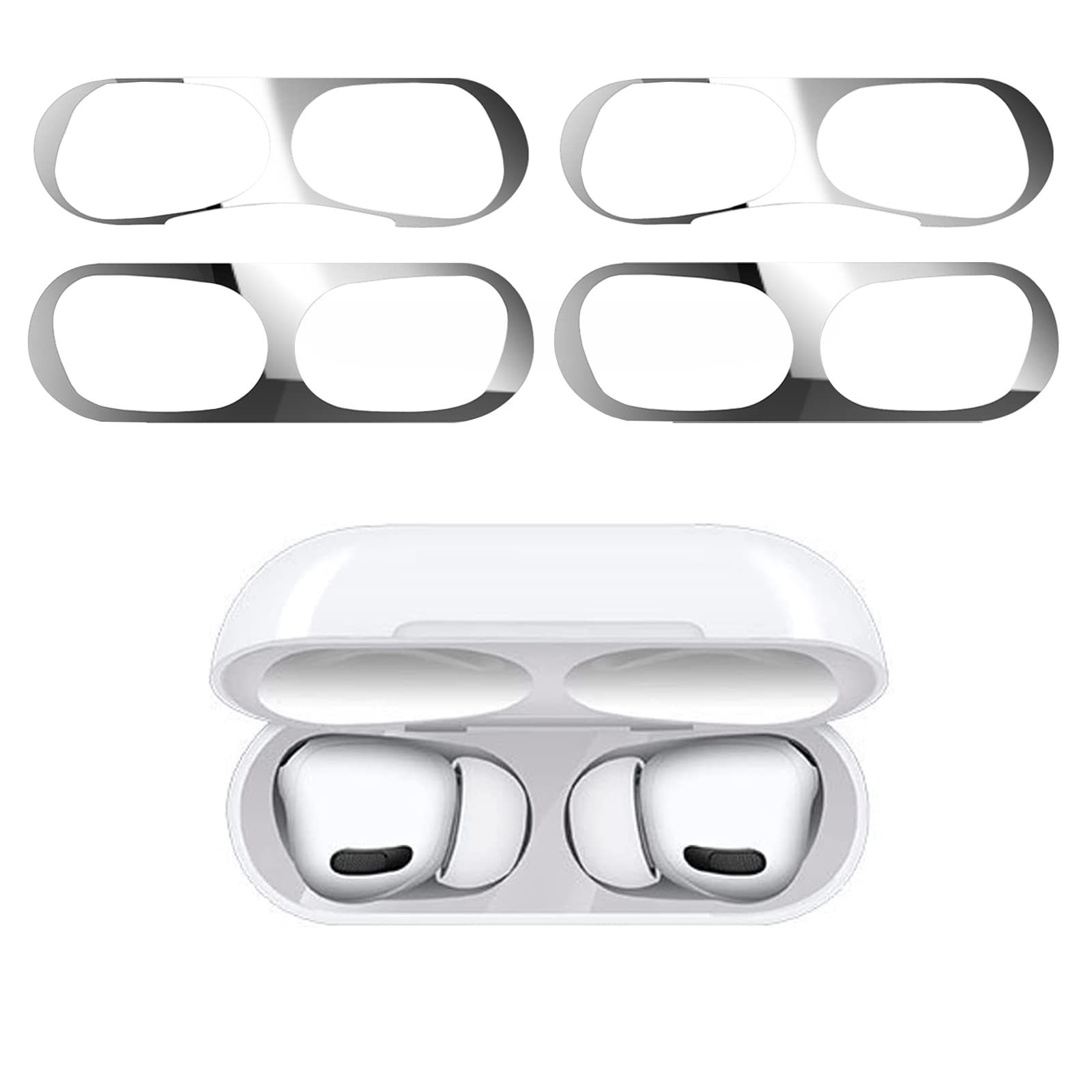 【送料無料】ZIRTEX 対応 AirPods Pro 3 ダストガード 【2セット0.02mm 極薄】 エアーポッズプロ2/1 シール 故障防止 吸着 ほこり ゴミ 金属製 侵入防止 防塵 粉塵防止 おしゃれ お洒落 豪華 人気-APD 色：シルバー、サイズ：AirPods Pro 2/1