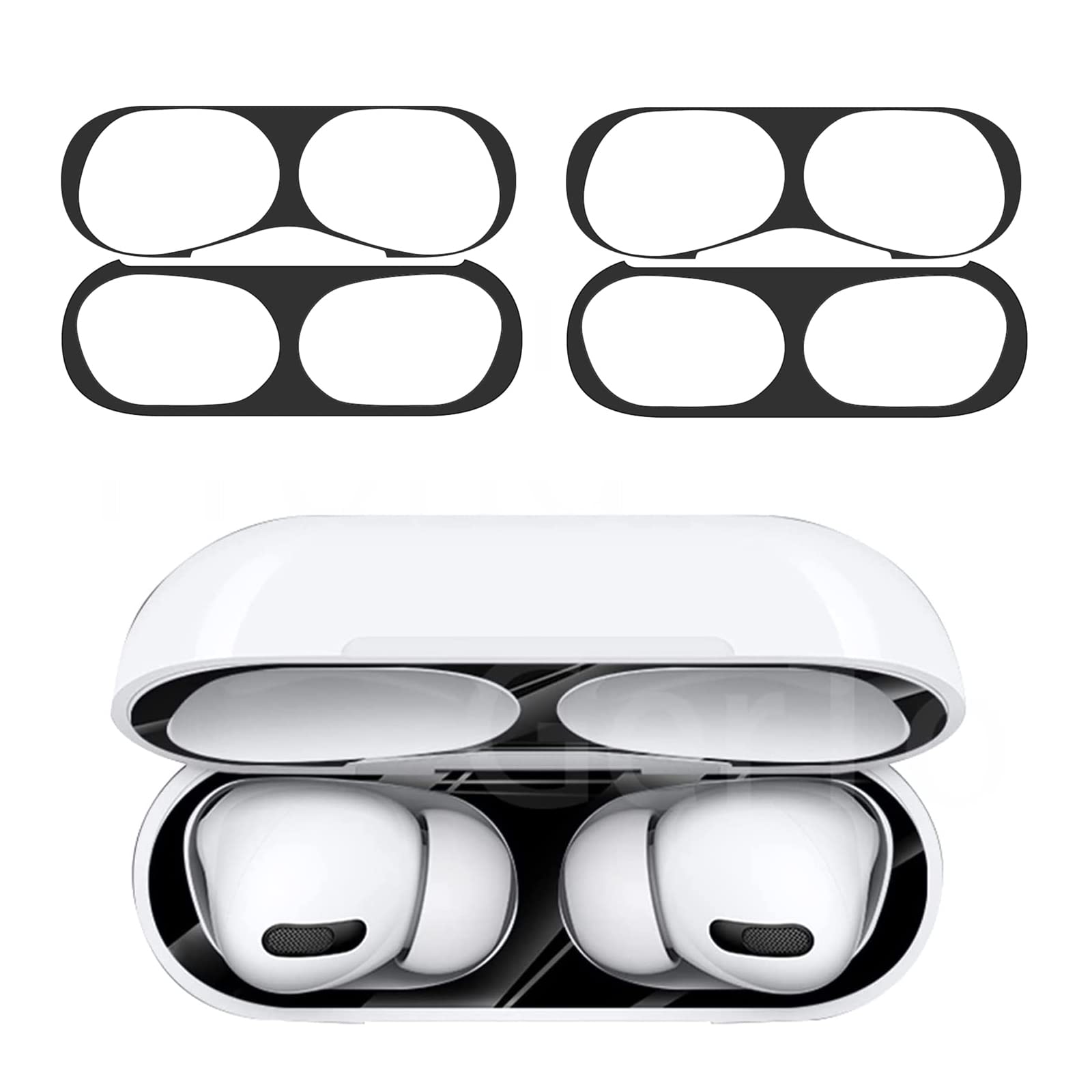 【送料無料】ZIRTEX 対応 AirPods Pro 3 ダストガード 【2セット0.02mm 極薄】 エアーポッズプロ2/1 シール 故障防止 吸着 ほこり ゴミ 金属製 侵入防止 防塵 粉塵防止 おしゃれ お洒落 豪華 人気-APD 色：ブラック、サイズ：AirPods Pro 2/1