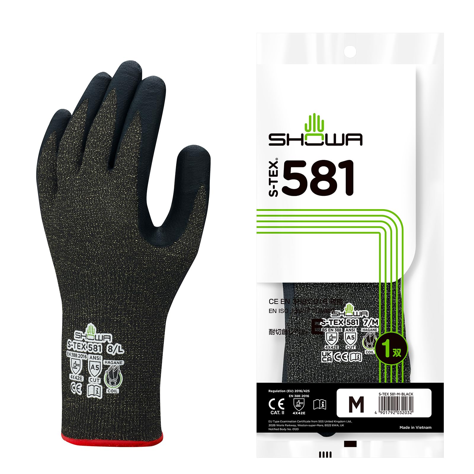 【送料無料】ショーワグローブ S-TEX 581 色：ブラック、サイズ：M