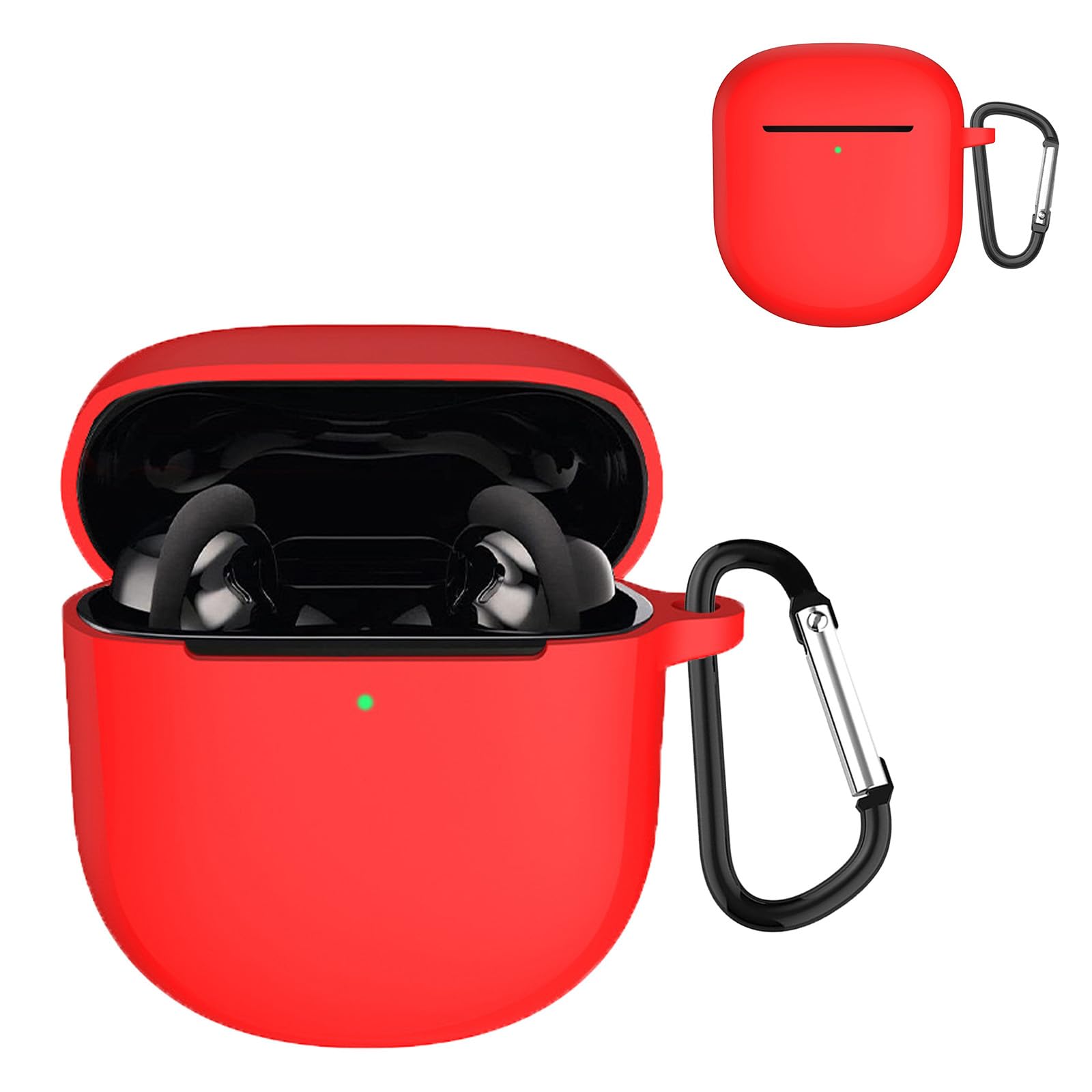 【送料無料】JXRICH For Bose QuietComfort Ultra Earbuds ケース Bose QuietComfort Earbuds II 用 カバー 落下防止 キズ防止 シリコンケース 装着充電可能 全面保護 カラビナ付き(ブラック) 色：レッド