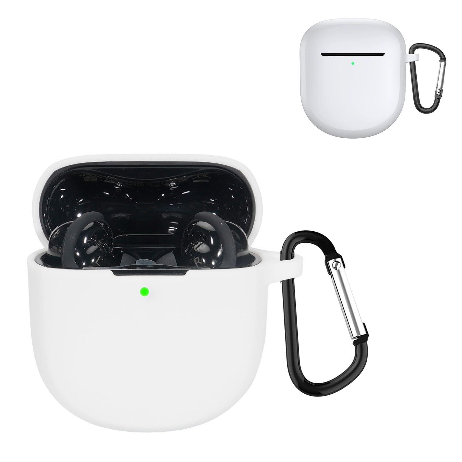 【送料無料】JXRICH For Bose QuietComfort Ultra Earbuds ケース Bose QuietComfort Earbuds II 用 カバー 落下防止 キズ防止 シリコンケース 装着充電可能 全面保護 カラビナ付き(ブラック) 色：ホワイト