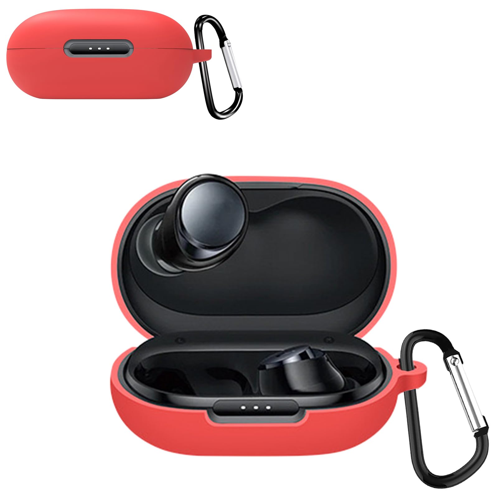 【送料無料】JXRICH For Anker SoundCore Space A40 ケース Anker SoundCore Space A40 用 カバー 落下防止 キズ防止 シリコンケース 装着充電可能 全面保護 カラビナ付き 色：レッド