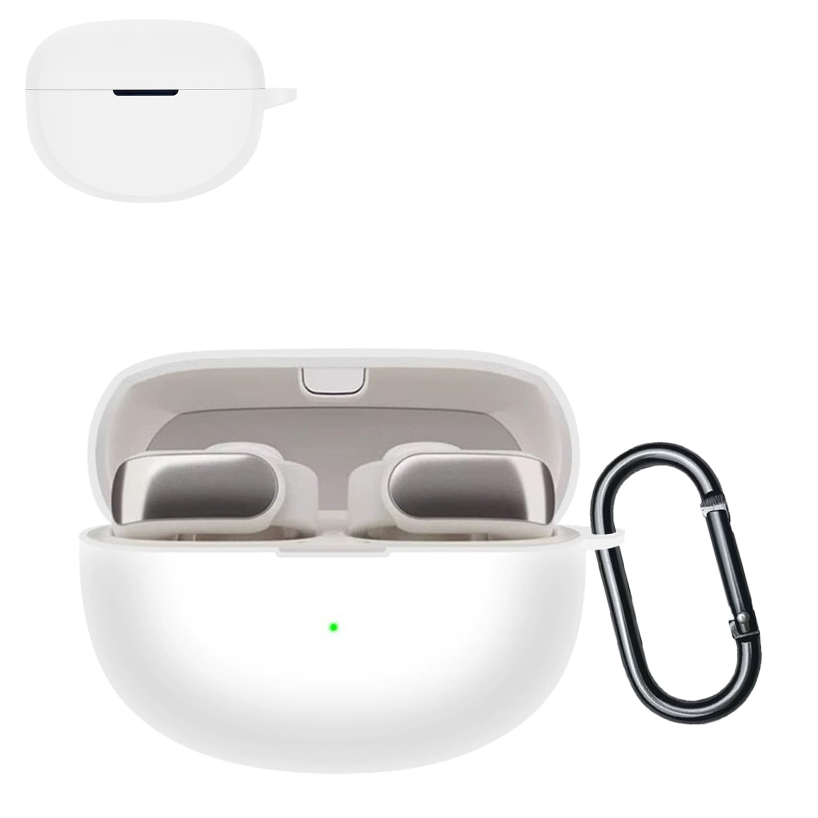 【送料無料】JXRICH For Bose Ultra Open Earbuds ケース Bose Ultra Open Earbuds 用 カバー 落下防止 キズ防止 シリコンケース 装着充電可能 全面保護 カラビナ付き 色：ホワイト