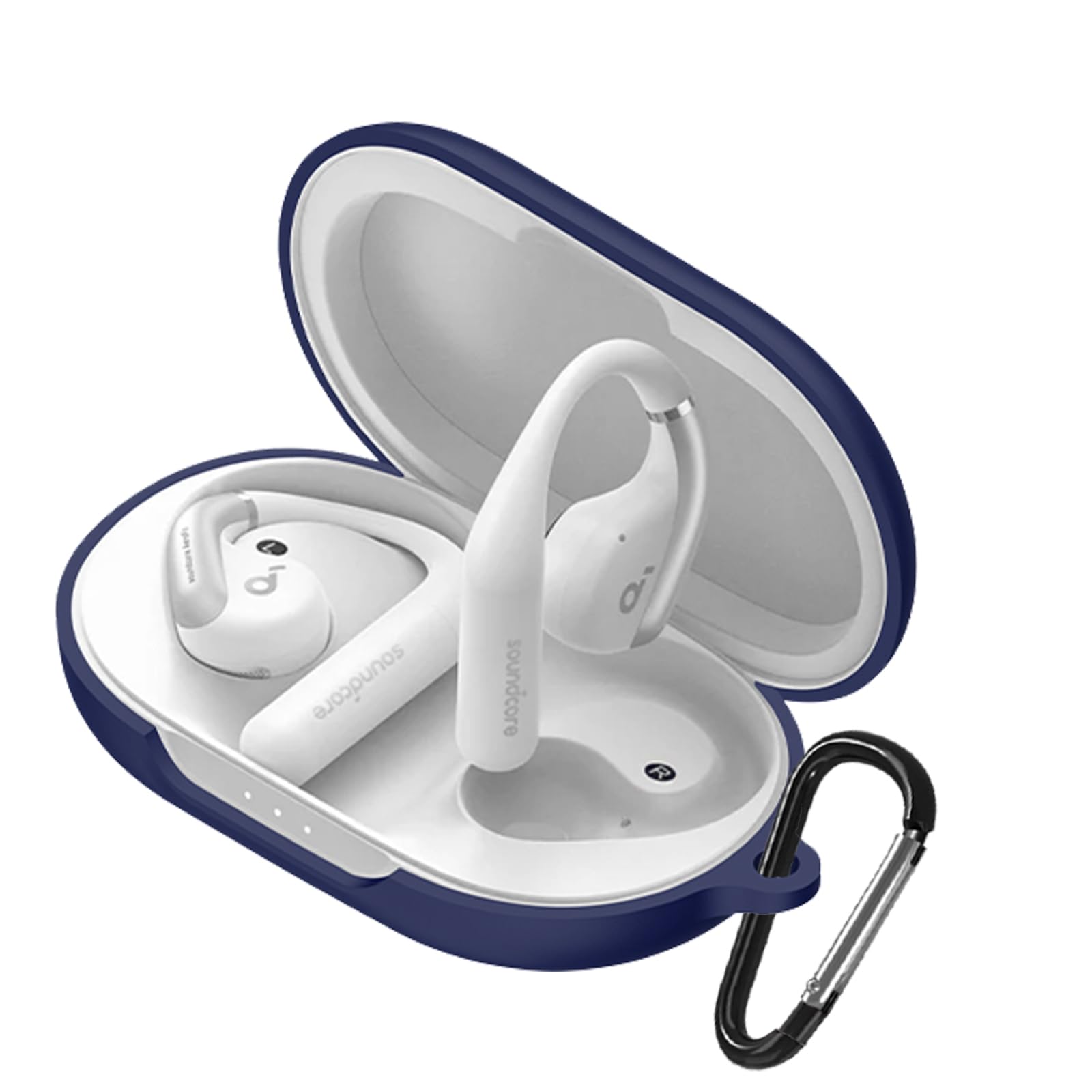 【送料無料】BUITFOU For Anker Soundcore AeroFit ケース AeroFit 保護カバー AeroFit ケース 柔らかい シリコン製 落下防止 キズ防止 耐衝撃 防塵 軽量 装着充電可能 カラビナ付き 紛失防止 色：ブルー