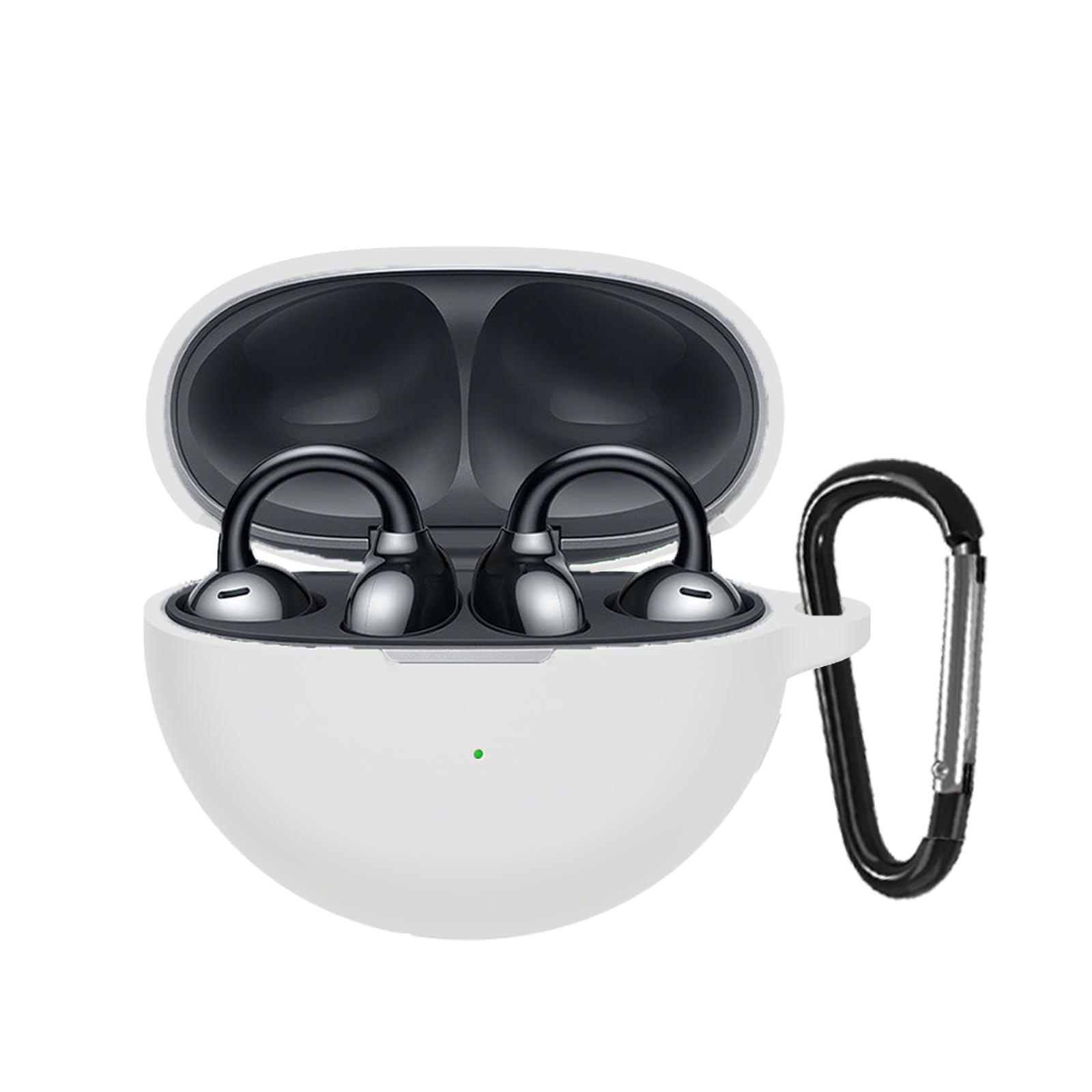 【送料無料】BUITFOU HUAWEI FreeClip ケース HUAWEI FreeClip 保護カバー HUAWEI FreeClip ケース 柔らかい シリコン製 落下防止 キズ防止 耐衝撃 防塵 軽量 装着充電可能 カラビナ付き 紛失防止 色：ホワイト