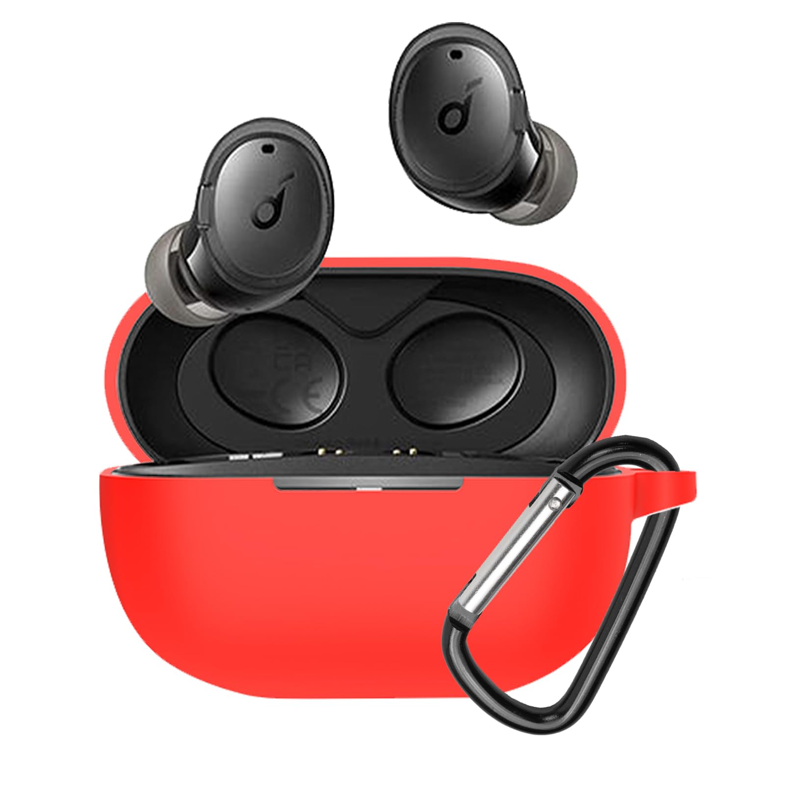 【送料無料】BUITFOU For Anker Soundcore Life A3i ケース Life A3i 保護カバー Life A3i ケース 柔らかい シリコン製 落下防止 キズ防止 耐衝撃 防塵 軽量 装着充電可能 カラビナ付き 紛失防止 色：レッド