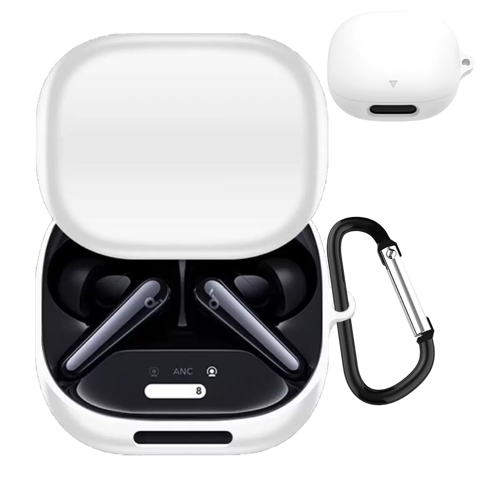 【送料無料】TOORQR For Anker Soundcore Liberty 4 Pro ケース カバー Anker Soundcore Liberty 4 Proシリコン素材 ケース 保護カバー 防水 防塵 落下防止 キズ防止 全面保護 軽量 カラビナ付き 色：ホワイト