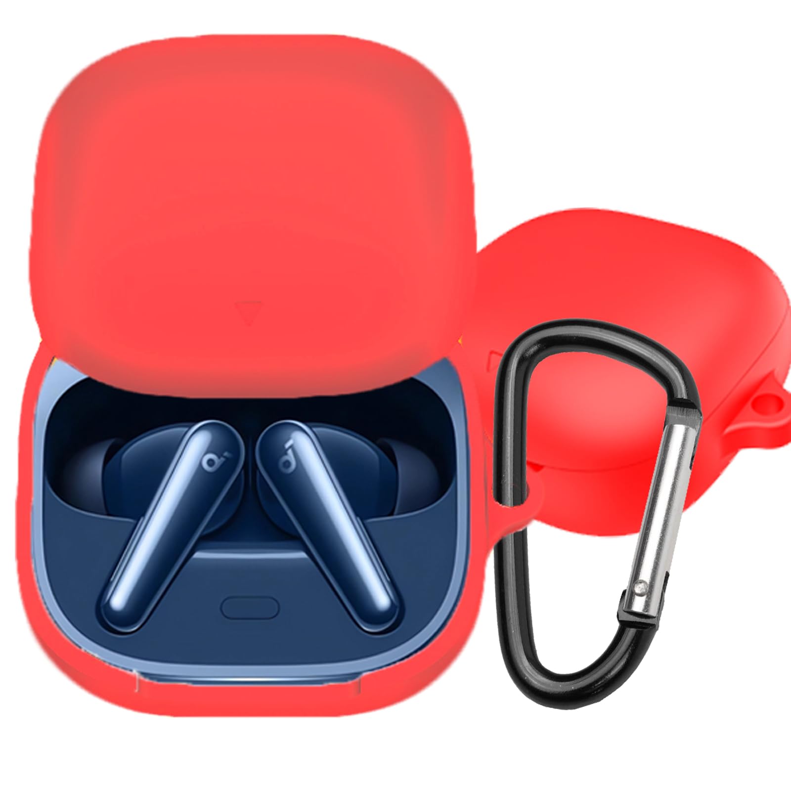 【送料無料】BUITFOU For Anker Soundcore Liberty 4 ケース Liberty 4 保護カバー Liberty 4 ケース 柔らかい シリコン製 落下防止 キズ防止 耐衝撃 防塵 軽量 装着充電可能 カラビナ付き 紛失防止 色：レッド、サイズ：Liberty 5