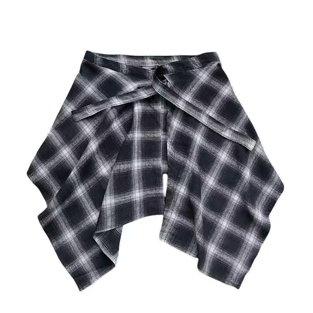 【送料無料】[KKAERDIYA] 付け裾 レイヤード レディース 体型カバー つけ裾 スミニスカートチェック柄 ..