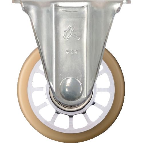 商品情報商品の説明【特長】 ・耐蝕性・耐水性に優れた低床式重荷重用オールステンレスキャスターです。 ・使用例 : クリーンルーム等の錆や腐蝕をきらう環境で使用される半導体製造装置等の機器に最適です。 【用途】 ・クリーンルームなどの錆や腐食を嫌う場所に。 ・半導体製造装置に。 【仕様】 ・許容荷重(daN):300 ・許容荷重(kgf):306 ・車輪径D(mm):75 ・車輪幅(mm):40 ・取付高H(mm):100 ・取付座A(mm):82 ・取付座B(mm):89.5 ・取付ピッチX(mm):63 ・取付ピッチY(mm):63 ・取付穴径P(mm):8.8 ・タイプ:固定式 ・ボス幅B(mm):45 ・穴径d(mm):10 ・ラジアルボールベアリング入り 【材質/仕上】 ・金具:ステンレス ・車輪:ウレタン(熱硬化性)主な仕様 入数:1個材質/仕上:金具:ステンレス、車輪:ウレタン(熱硬化性)