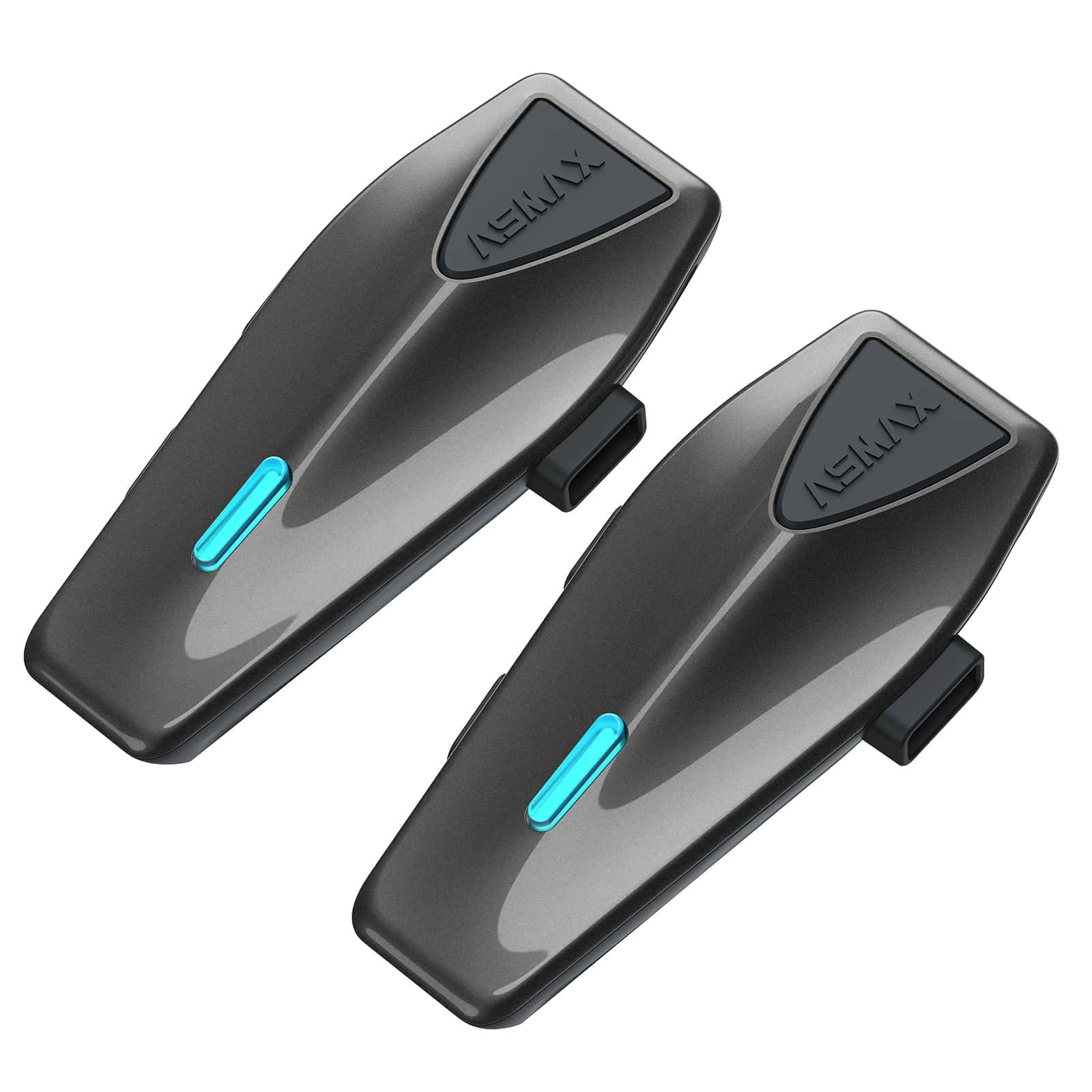 【送料無料】ASMAX バイク インカム S1 バイク用インカム 8人同時メッシュ通信可能 音楽ながら通話 デュアルチップ Bluetooth 5.4 ヘルメット インカム FMラジオ 日本語音声制御 自動通信回復 他社のインカムと接続可能 IPX7防水 E 色：ダークグレー、サイズ：2台セット