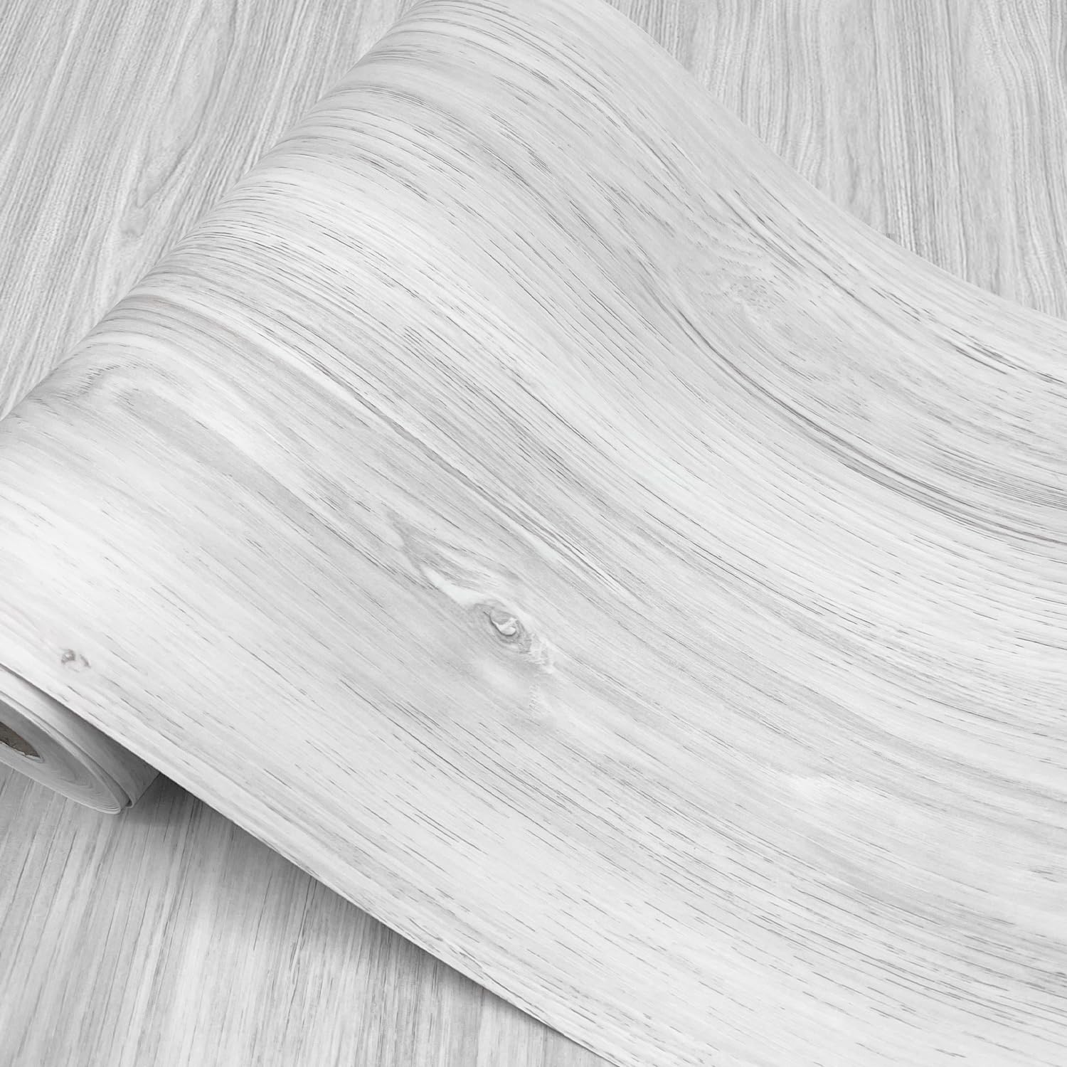 【送料無料】木目 置くだけ のり残らない 配送込み 床 リメイクシート 賃貸 防水 厚手 クッションフロア 畳 店舗 トレイ用 diy フロリングシート床材 色：はいはくしょく、サイズ：長さ3メートル/ 0.56畳