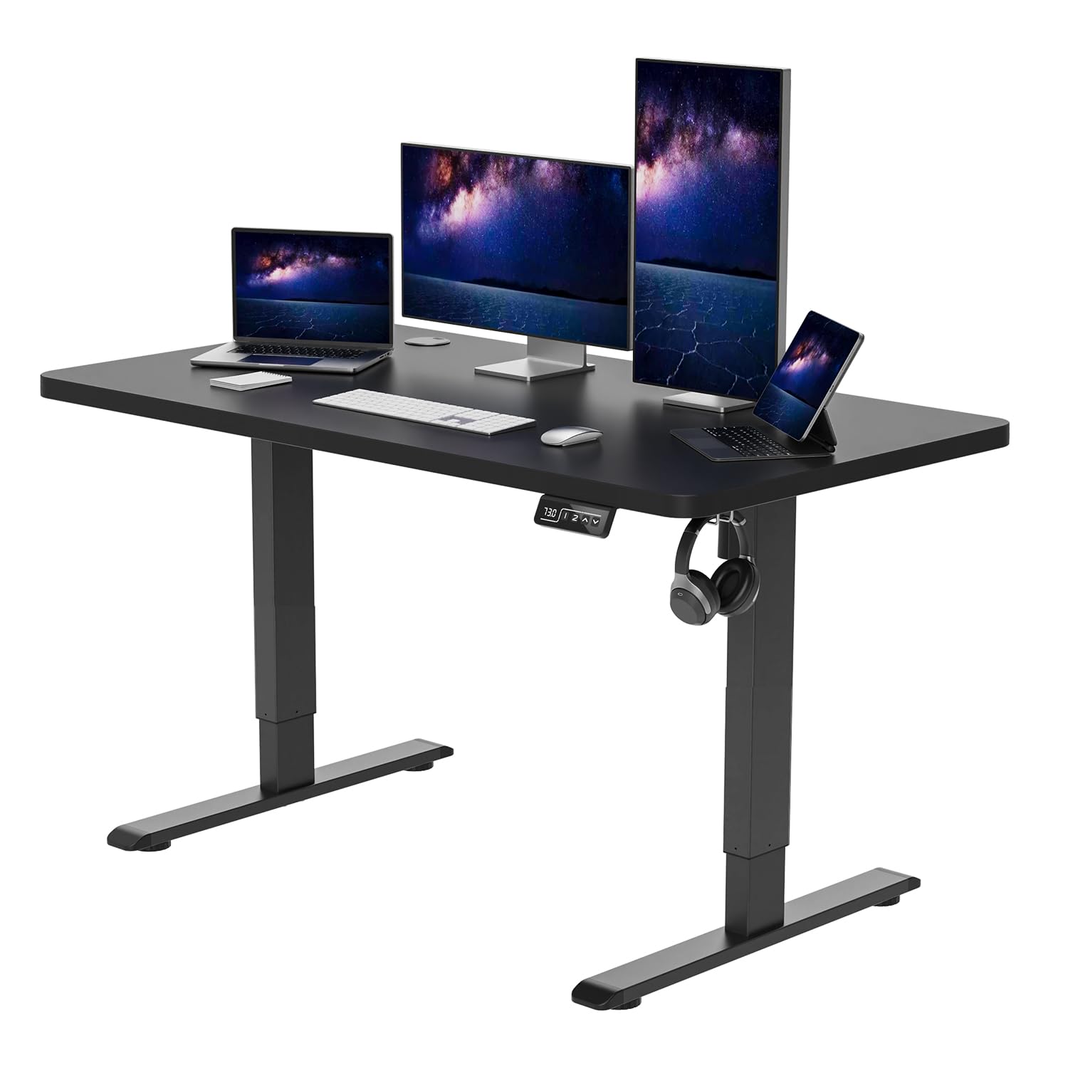 【送料無料】Anovara 昇降デスク 電動 昇降式デスク 電動昇降デスク 幅120cm 奥行60cm 上下昇降デスク スタンディングデスク オフィスデスク 高さメモリー機能 障害検知 静音 色：ブラック、サイズ：120cm