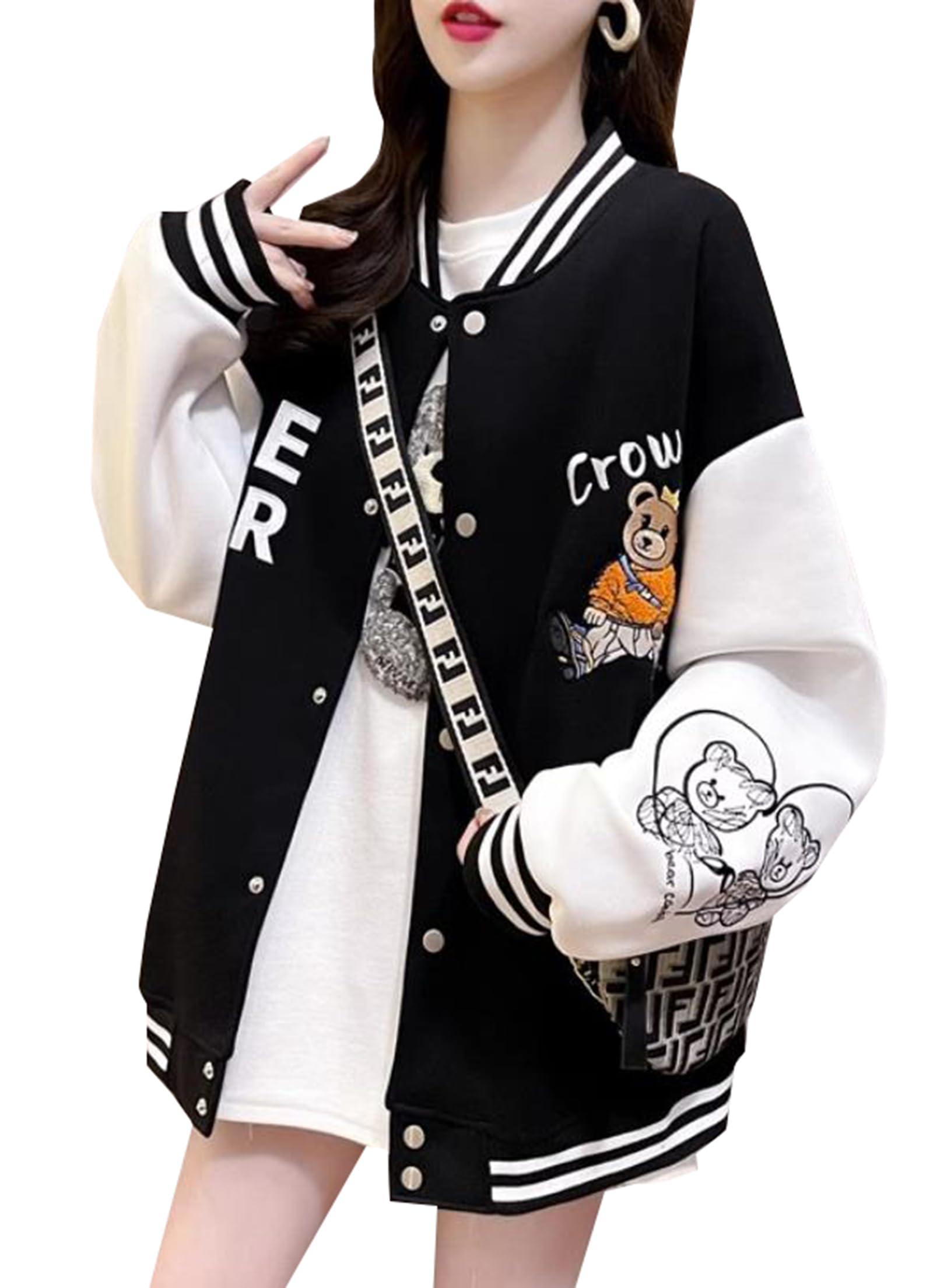 【送料無料】[JIYUTOR] スタジャン 裏起毛 英字柄 レディース ジャンパー ブルゾン 厚手 あったか 刺繍..