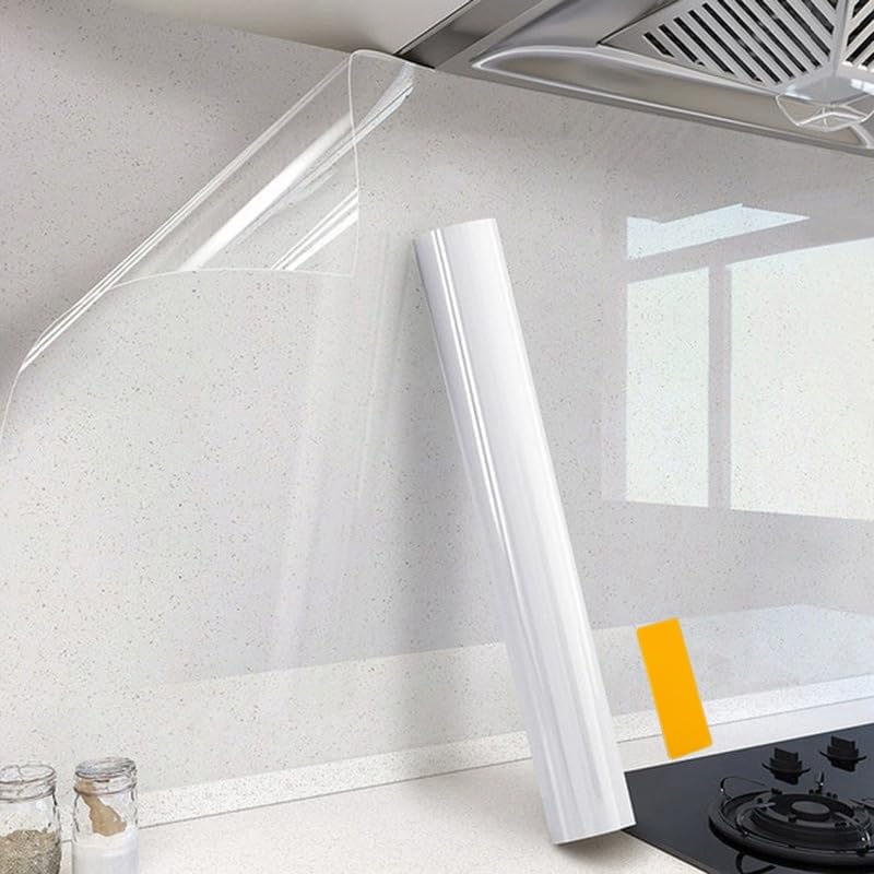 【送料無料】キッチンシート 静電気 透明保護シート 防水 耐熱 キッチン壁用汚れ防止 防油 ウォールステッカー 戸棚シート 壁紙シール 簡単 DIY 糊残り無し キッチン台 調理台 壁汚れ防止シート 調理台保護シート厚さ:0.13mm サイズ： 色：透明、サイズ：幅60cmx長さ5m