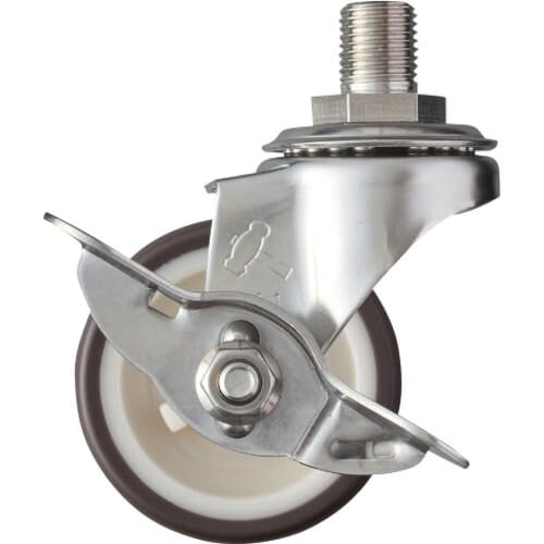 【送料無料】ハンマーキャスター(Hammer Caster) ステンレス製ねじ込み式 キャスター 自在 ストッパー付 車輪径50mm ウレタン車輪 315A-3UR50