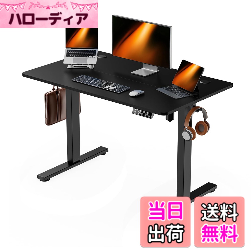 【送料無料】Anovara 昇降デスク 電動 昇降式デスク 幅100cm 奥行60cm 上下昇降 スタンディングデスク オフィスデスク 高さ72-118cm 高さメモリー機能 障害検知 静音 色：ブラック、サイズ：100cm