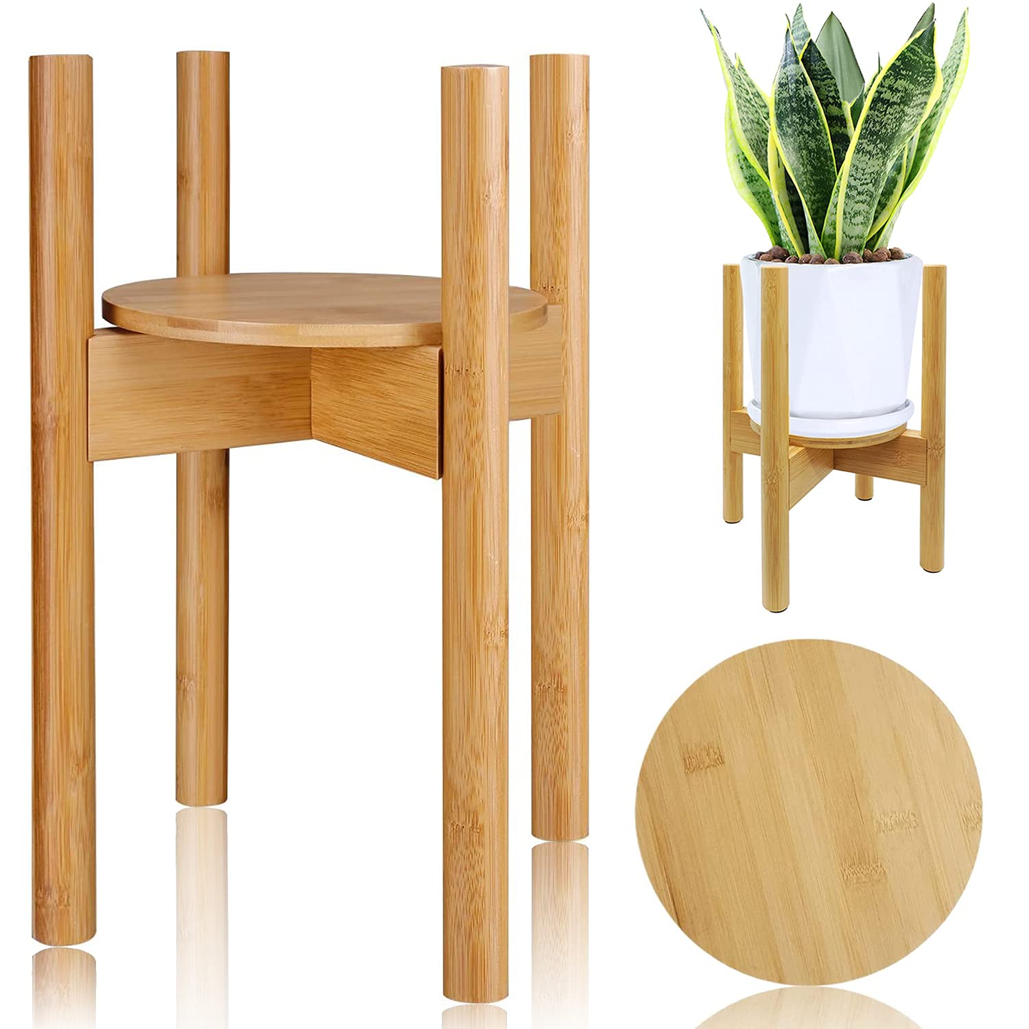 【送料無料】フラワースタンド 鉢スタンド トレイ付き 幅30cmまで調整 て 竹製 ジャグスタンド 花台 植..