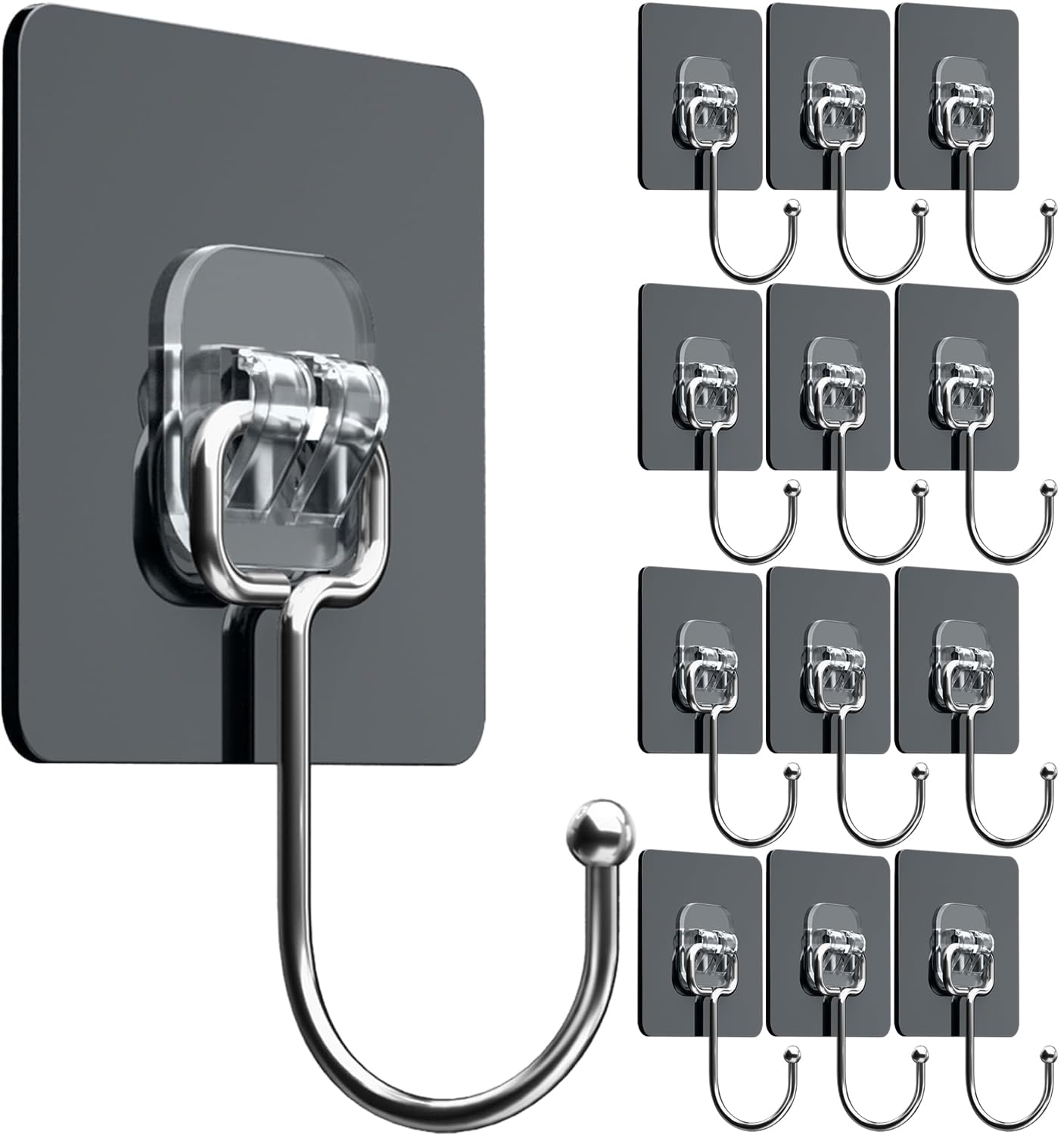 【送料無料】壁掛けフック 12枚セット 耐荷重20KG 粘着 強力 壁穴あけないフック 防湿 錆びない 強力フ..