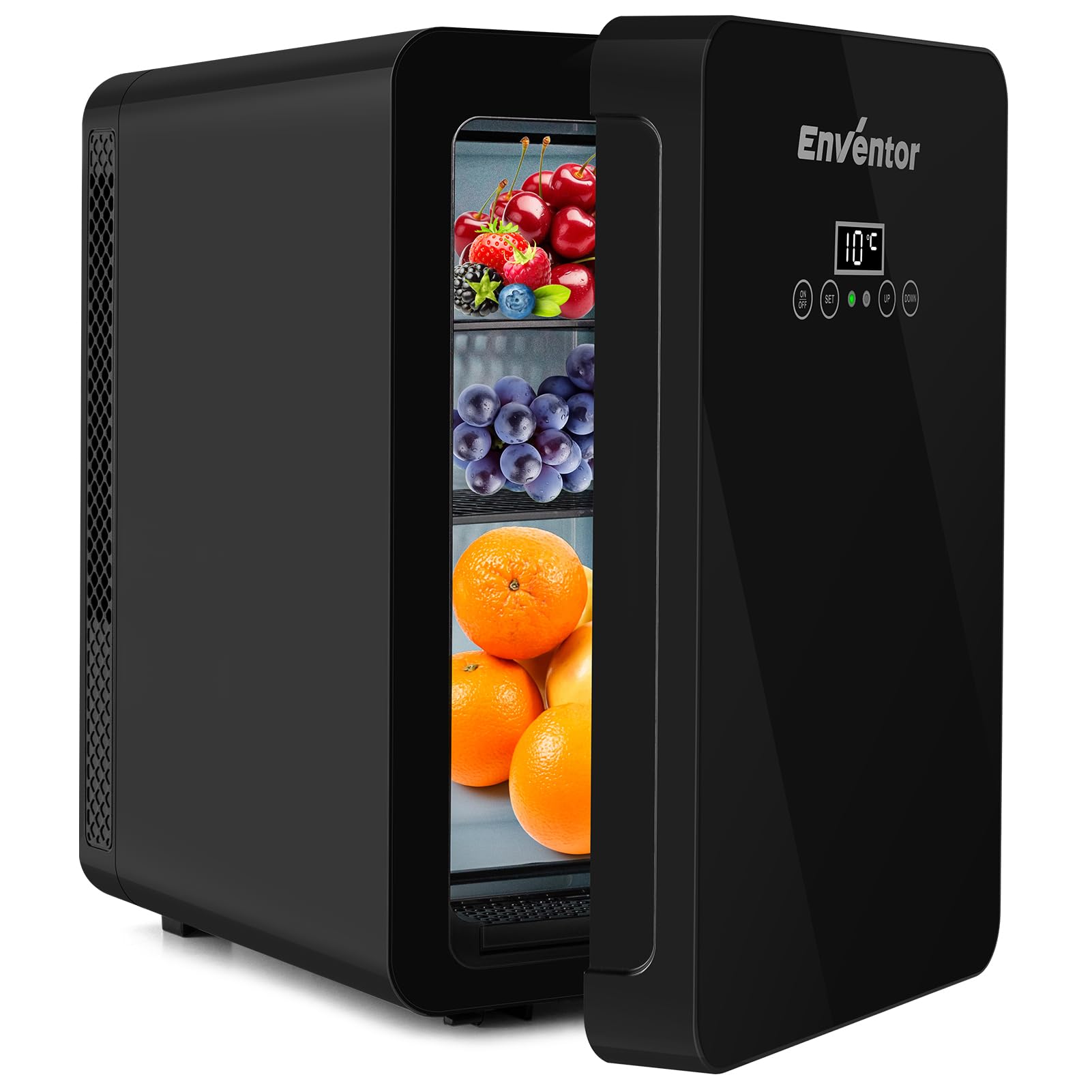 【送料無料】Enventor 冷蔵庫 小型 冷温庫 極静音 エコモード搭載 LCD温度表示 ワンタッチ操作 PSE認証 温度調節可能 ミニ冷蔵庫 卓上 寝室 省エネ AC/DC給電 冷蔵 保温 一人暮らし 持ち運び便利 12V 車中泊 キャンプ アウトドア 職場 家庭車載兩用 色：15L（ブラック）