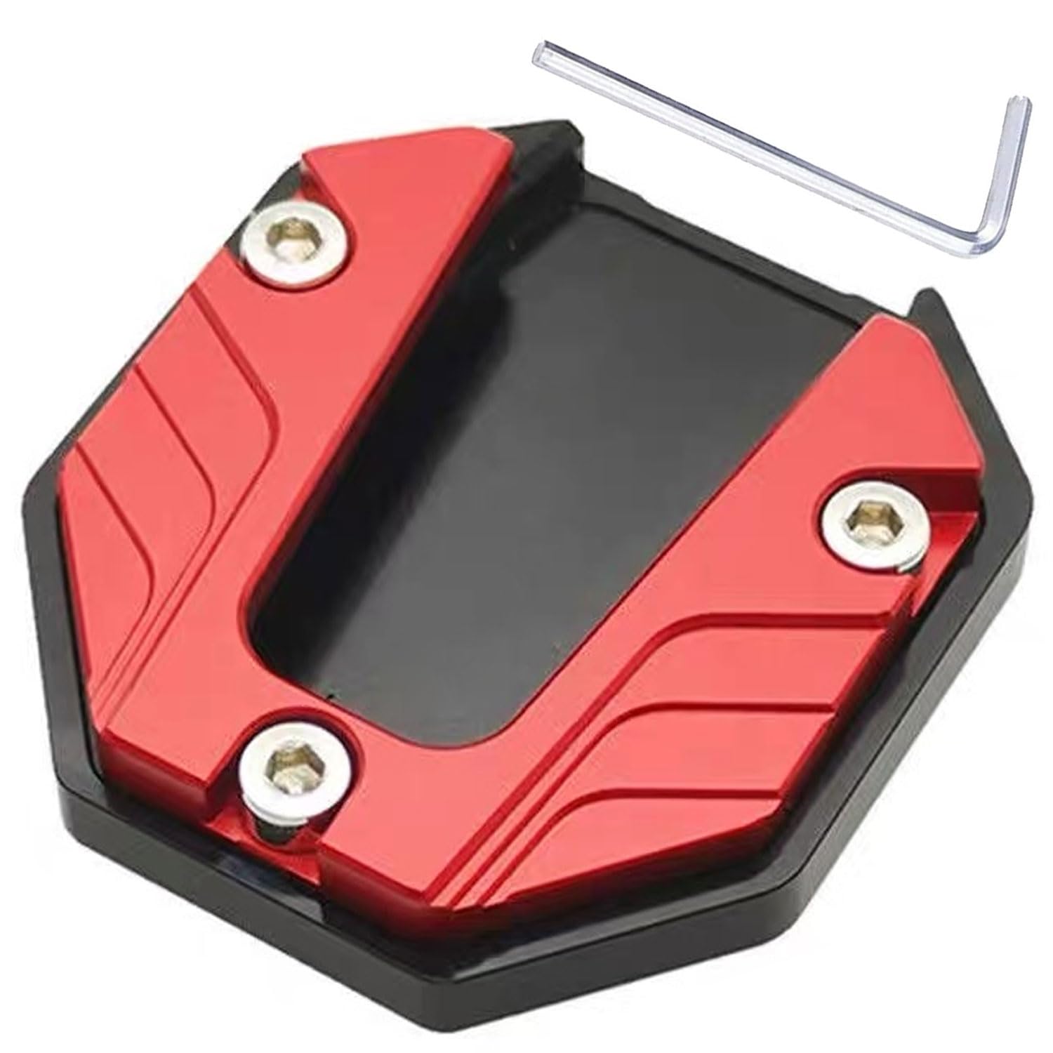 商品情報商品の説明バイク用 サイドスタンド 汎用 サイドスタンド パーツ 合金製 ドレスアップパーツ ベースを拡大した改良型フットブレース主な仕様 【製品仕様】材質：アルミニウム合金、適用モデル：ユニバーサル、パッキングリスト：1xバイクサイドスタンドプレートライナー、1x六角スパナ。【特徴】ペダルサイドスタンドはアルミ合金製で、壊れにくく、変形しにくく、丈夫で耐久性があり、耐用年数が長いです。表面は陽極酸化着色技術を採用し、効果的に耐摩耗性と硬度を向上させ、金属表面を保護します。【機能】拡張されたスタンドは元のスタンドより広い表面積を提供し、バイクを高温の表面、芝生に駐車することができ、スタンドが砂、砂利、雪などの緩い表面に沈まないことをします。【取り付け簡単】取り付けは簡単で、六角レンチを使用して取り付けます。【品質】当店の商品は全て出荷前に検品しておりますのでご安心ください。万が一、製造上の理由による不良品がございましたら、ご連絡ください。私たちはあなたのために問題を解決するために全力を尽くします。