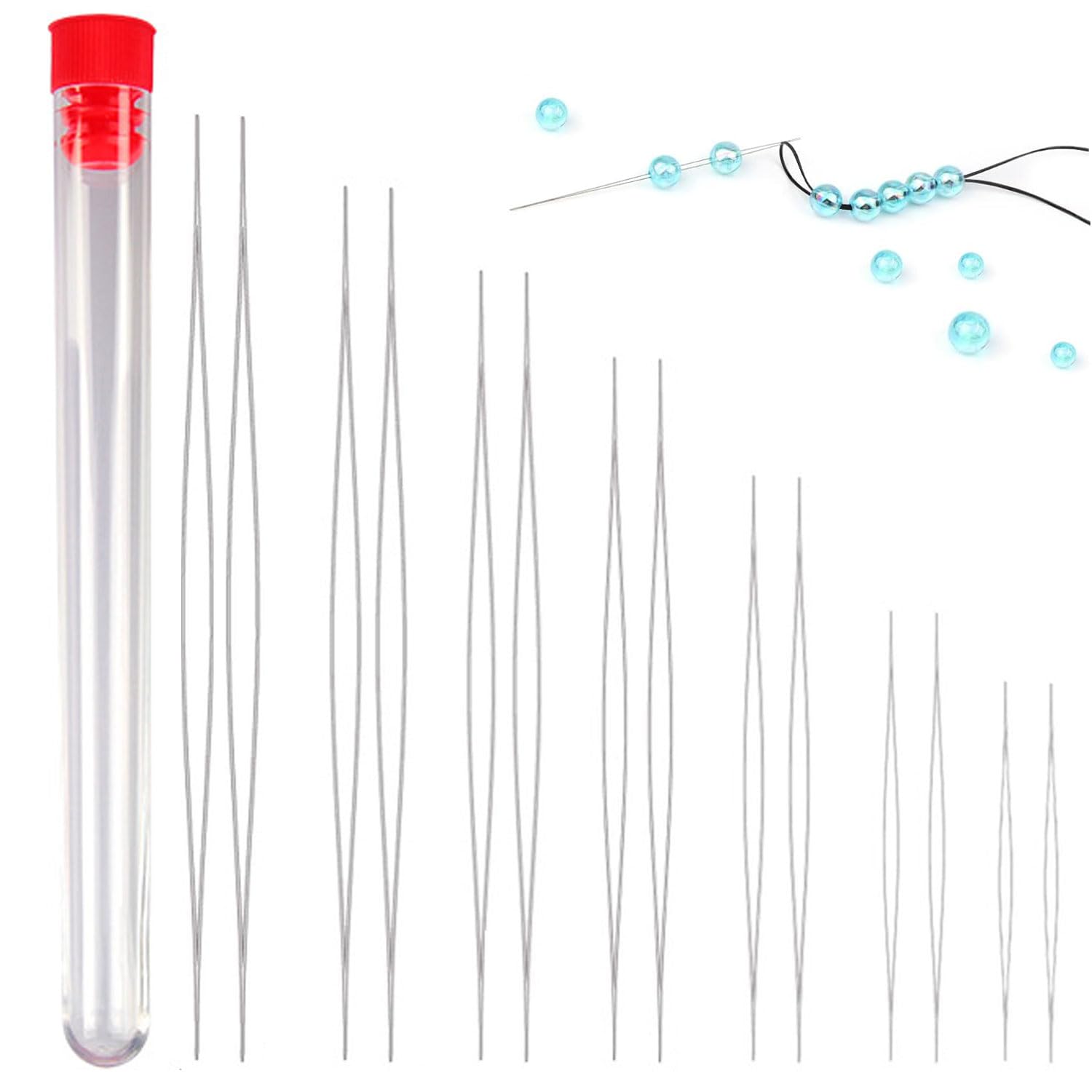 【送料無料】ビーズ針 刺繍針 長さ5.8/7.6/10.2/11.5/12.8cm 5本 ビーズ刺繍針収納ケース ビーズ編み針..