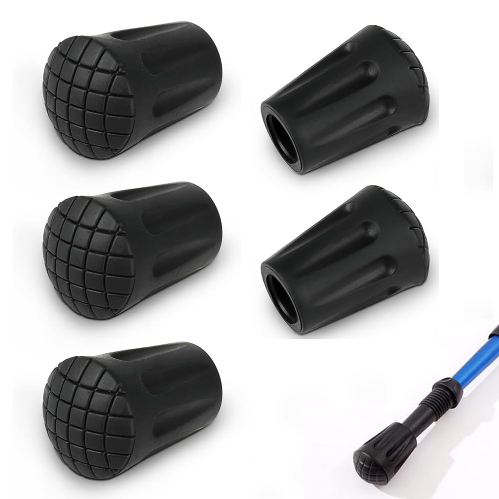 【送料無料】トレッキングポール 5個セット ラバーキャップ 登山ストック保護 ウォーキングポール キャップ バスケット ストックキャップ ゴム先 アクセサリー 交換用 ラバーキャップ 取り替え 滑り止め 先端保護 汎用 （内径11mm） 色：ブラック