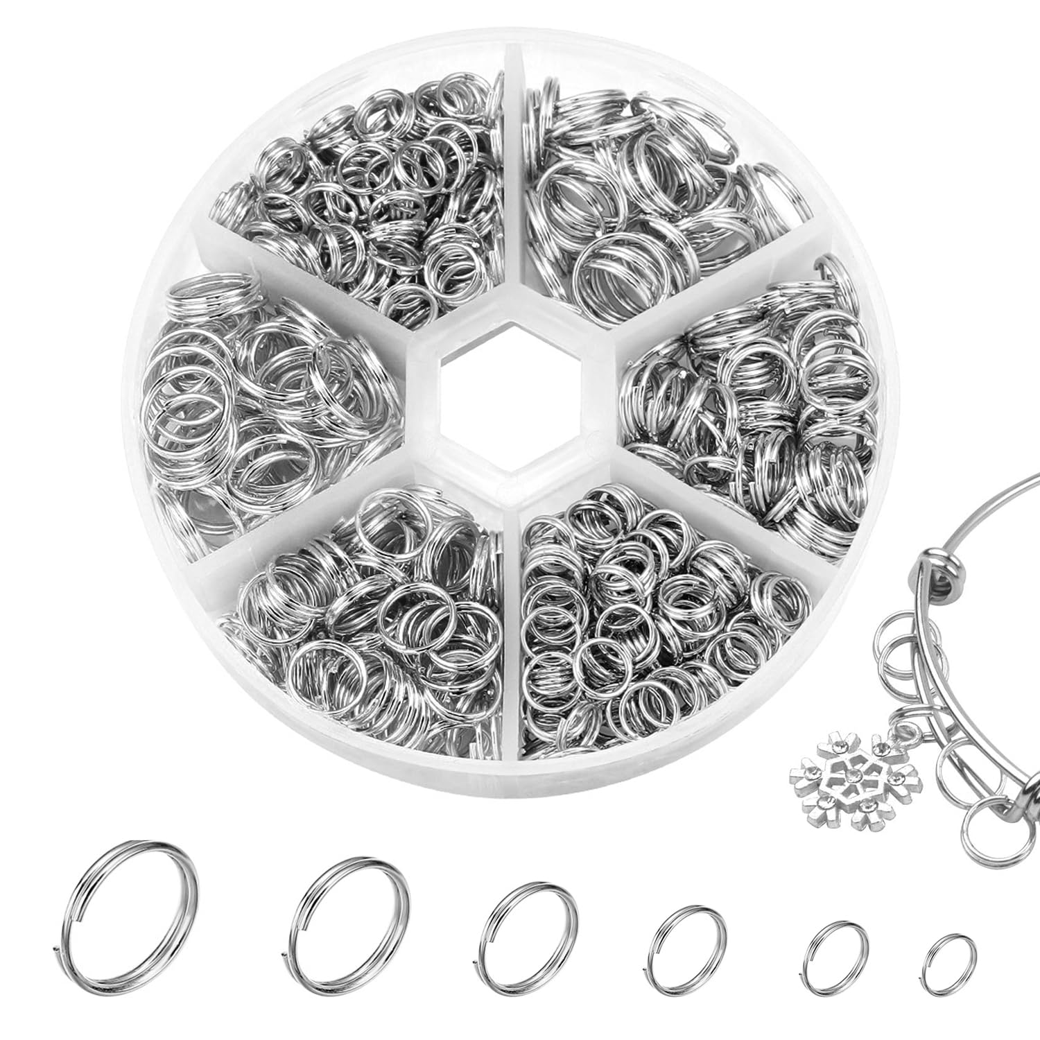 【送料無料】ダブルリング 丸カン キーホルダー 2仕様 二重丸カン 鉄製 DIYクラフトパーツ ハンドメイドアクセサリー用 頑丈金具 ネックレス ブレスレット製作 ピアスパーツ チェーン連結用 ジュエリー制作 手芸材料 カスタムジュエリー 色：鉄色ホワイトK