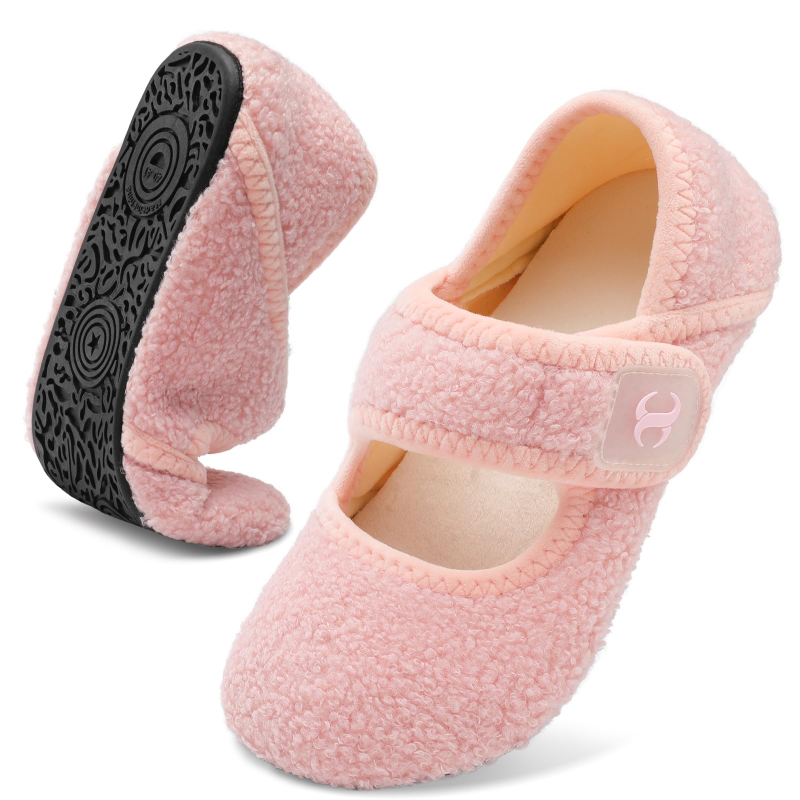 【送料無料】[Scurtain] 上履き ルームシューズ 入院 靴 室内履き メンズ リハビリシューズ 携帯 介護 スリッパ かかと付き 滑らない 高齢者 スリッポン レディース 色：ピンク、サイズ：26.0 cm