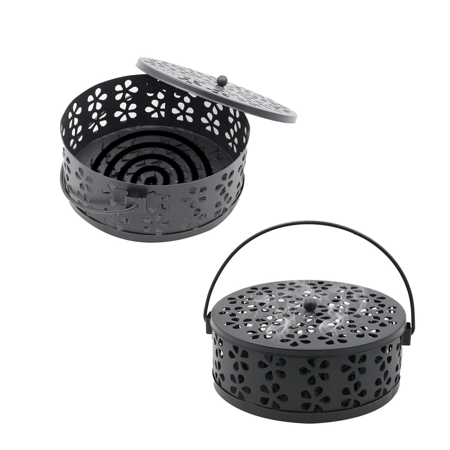 【送料無料】KKLM 蚊取り線香 ホルダー 蚊遣りKKLM蚊取り線香ホルダー スチール製 蚊取り線香入れ キャンプやアウトドアで便利な蚊遣器 色：ブラック、サイズ：Big