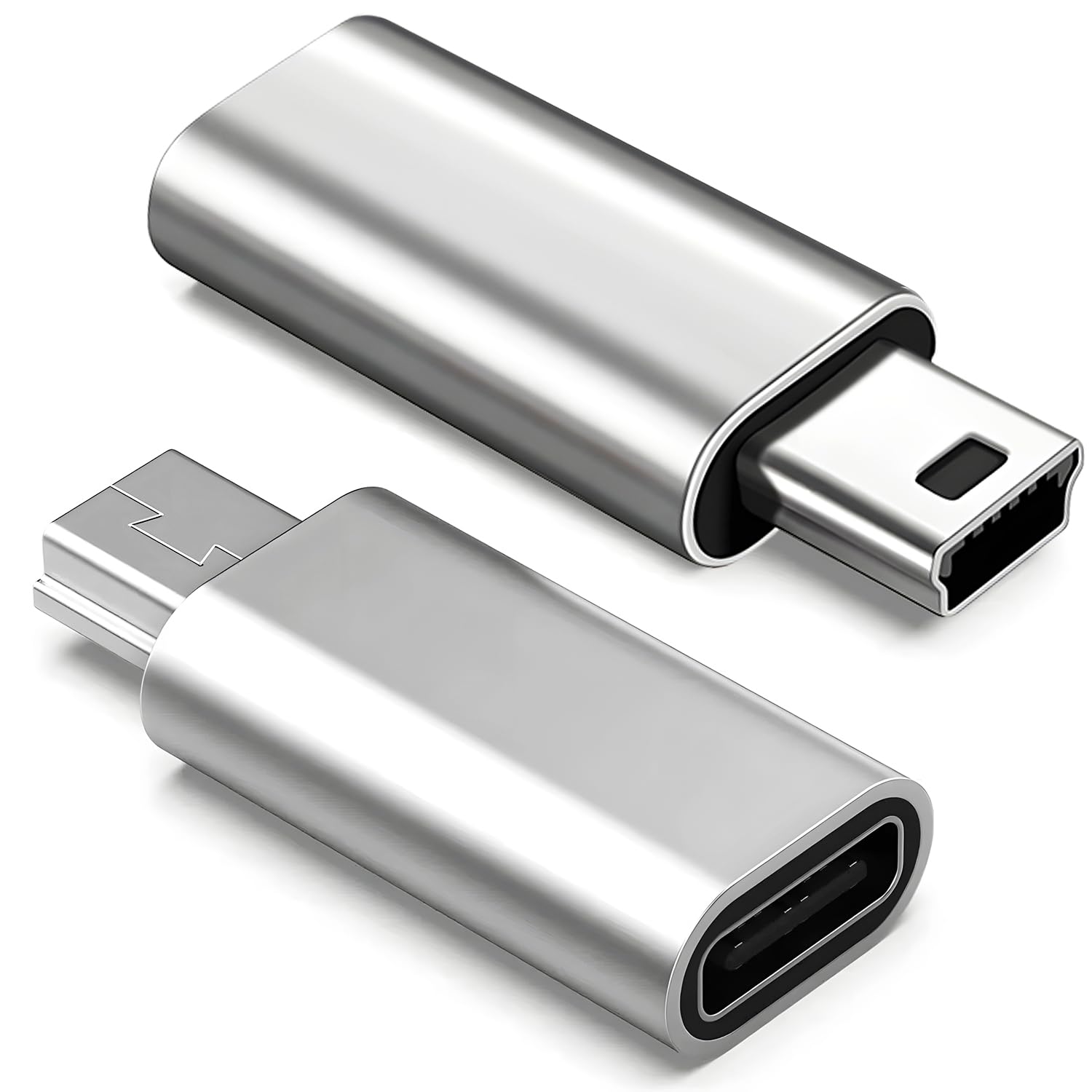 【送料無料】USB C to ミニUSB 変換アダプタ シルバー/ブラック 充電＆データ転送対応 即挿即用 転送安..