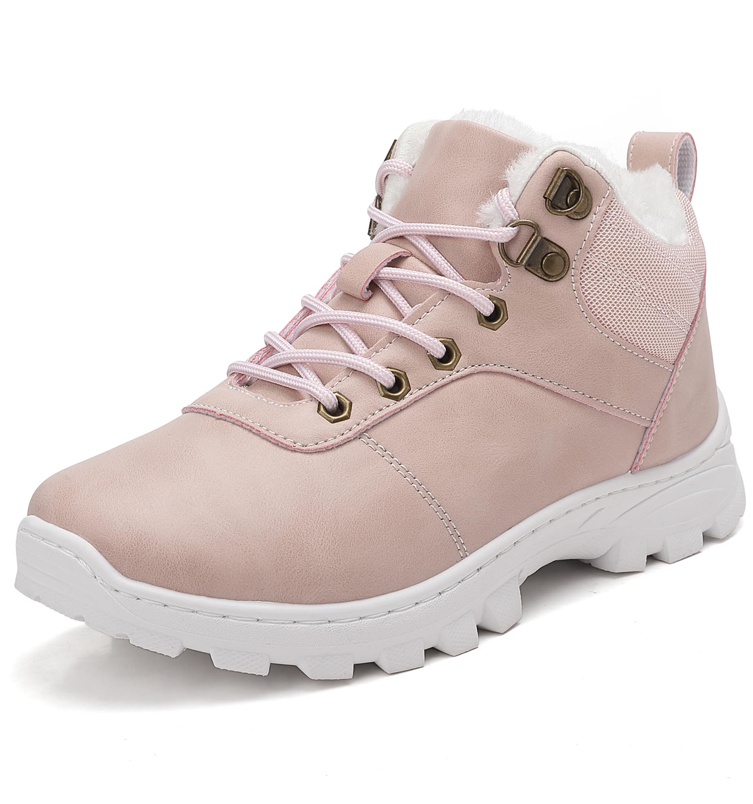 【送料無料】[kepglow] スノーブーツ メンズ レディース 撥水加工 防寒靴 保温 アウトドアブーツ 冬用シューズ 裏起毛 滑り止め 登山 通勤 通学 色：1172ピンク、サイズ：23.5 cm