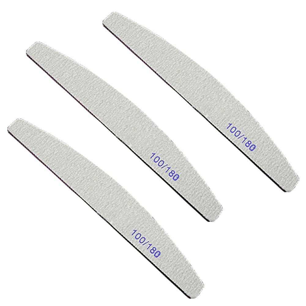 【送料無料】3枚セット ネイルファイルセット 100G/180G ジェルネイル用 両面タイプ 爪やすり 爪磨きキューティクル ネイルバッファー セルフネイル ネイルツール プロネイルバッファー ネイル用品 （半月の形 ）