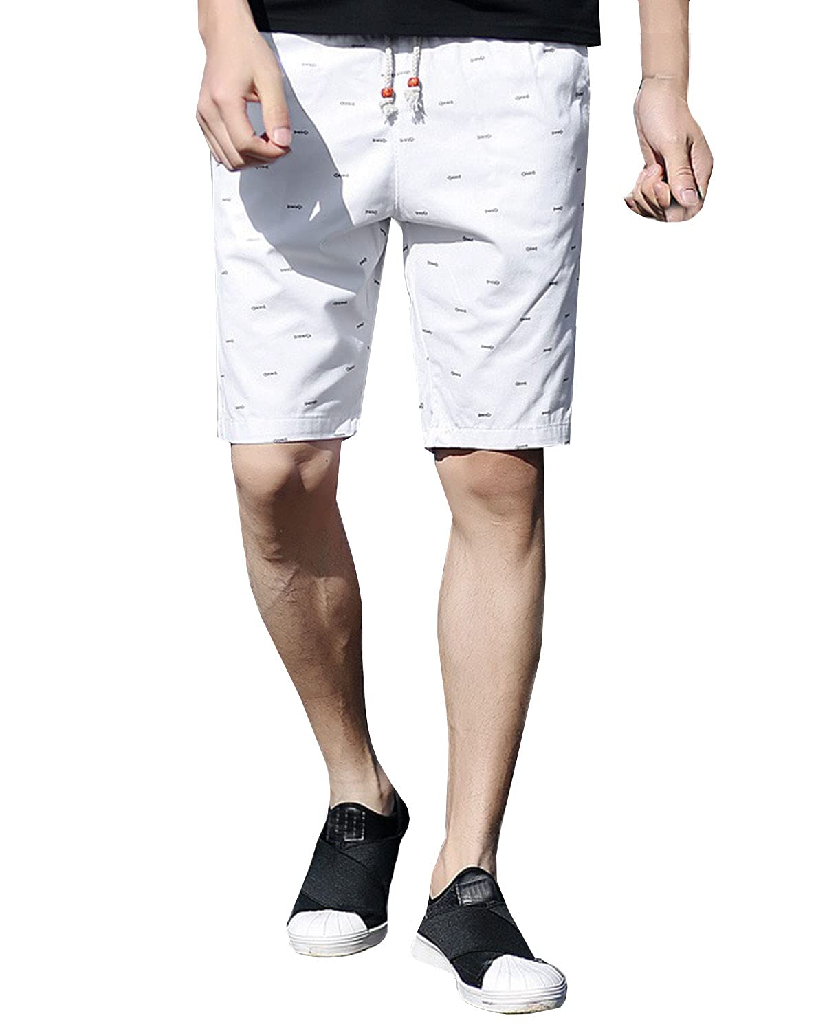 【送料無料】［サンカク］ 5カラー ハーフパンツ チノパン 夏 ゴルフ 大きいサイズ 人気 おしゃれ リゾート トレンド ショートパンツ プリント 短パン 半ズボン メンズ カジュアル 春 秋 M~3XL 色：ホワイト、サイズ：2XL