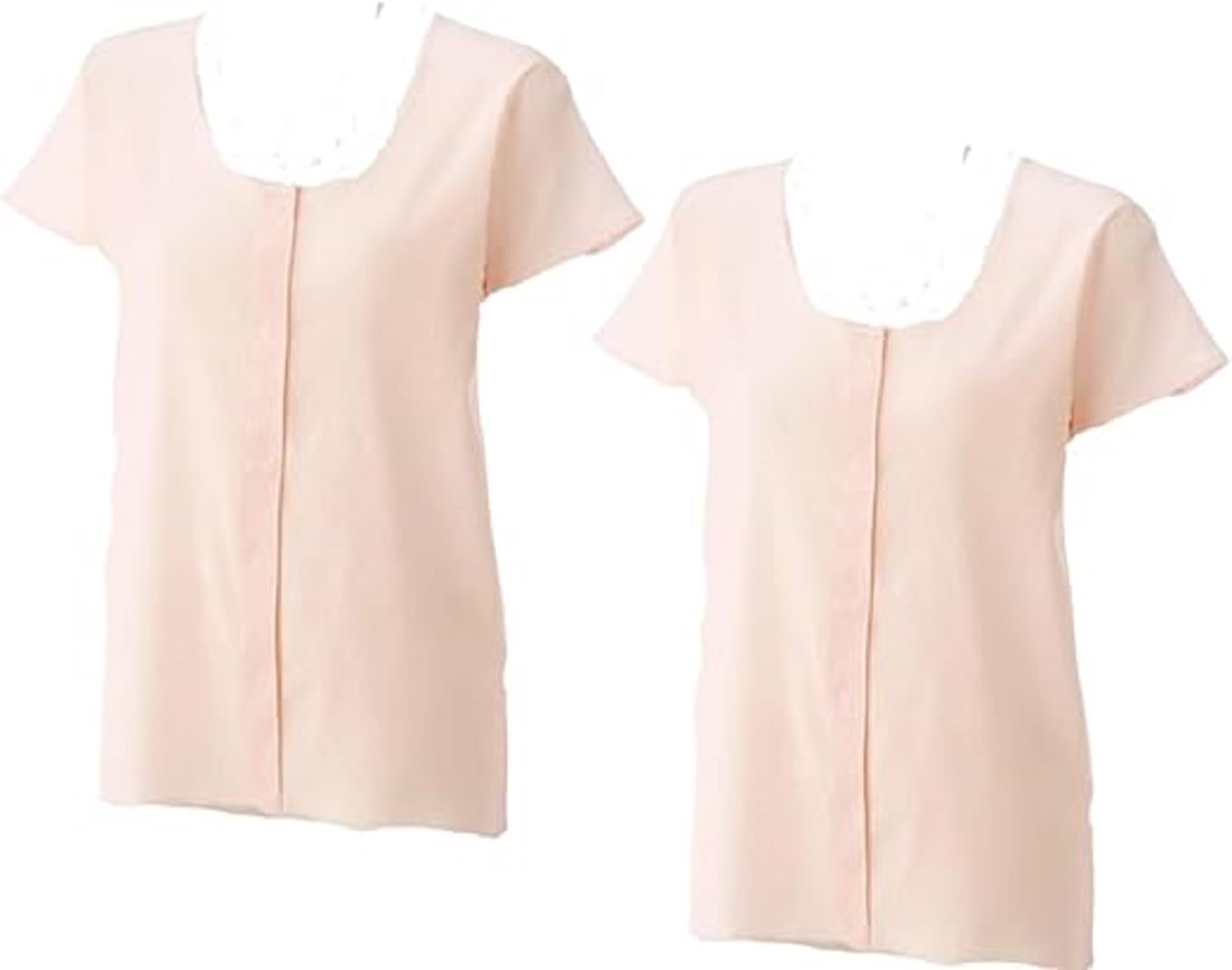 【送料無料】[yuaseiharu] 介護下着 肌着女性 前開き 2枚組 3分袖 半袖 春夏 ワンタッチ テープ 介護用..