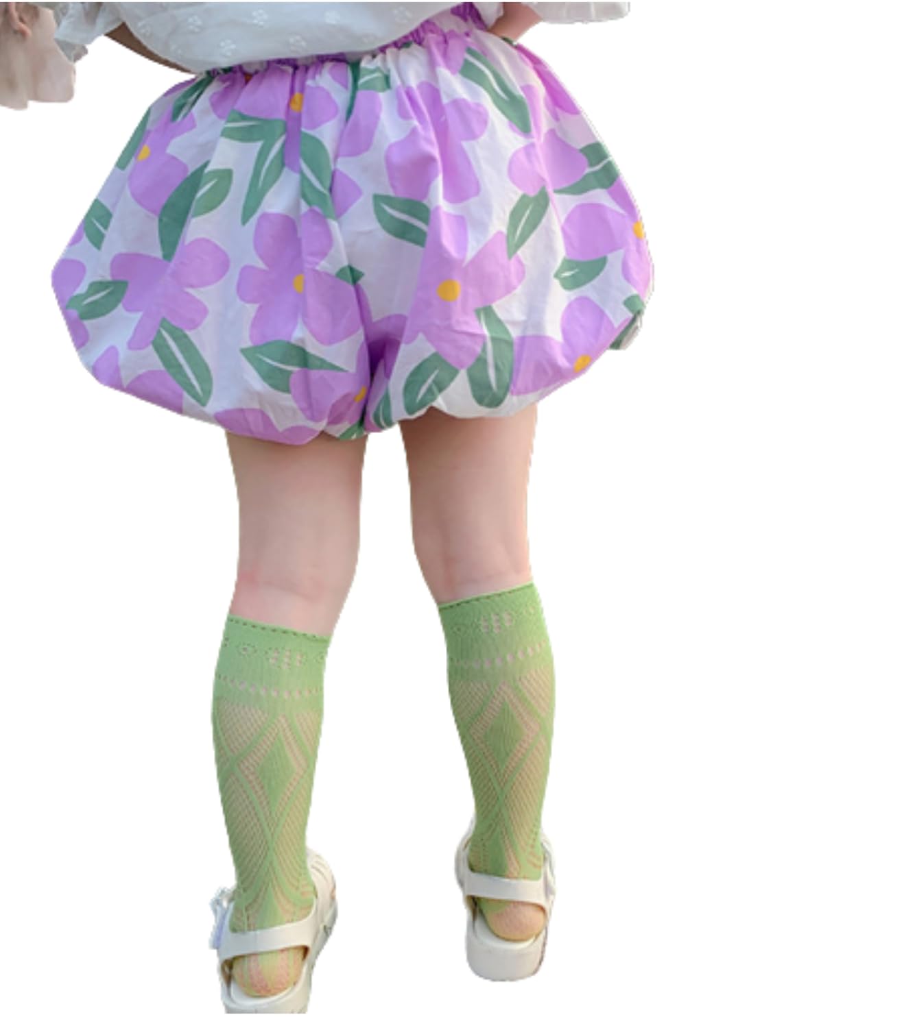 【送料無料】[yuaseiharu] 子供服バルーンパンツ かぼちゃパンツ 短パン 半ズボン ふんわりブルマーサイズ90/100/110/120/130/ 色：パープル、サイズ：90