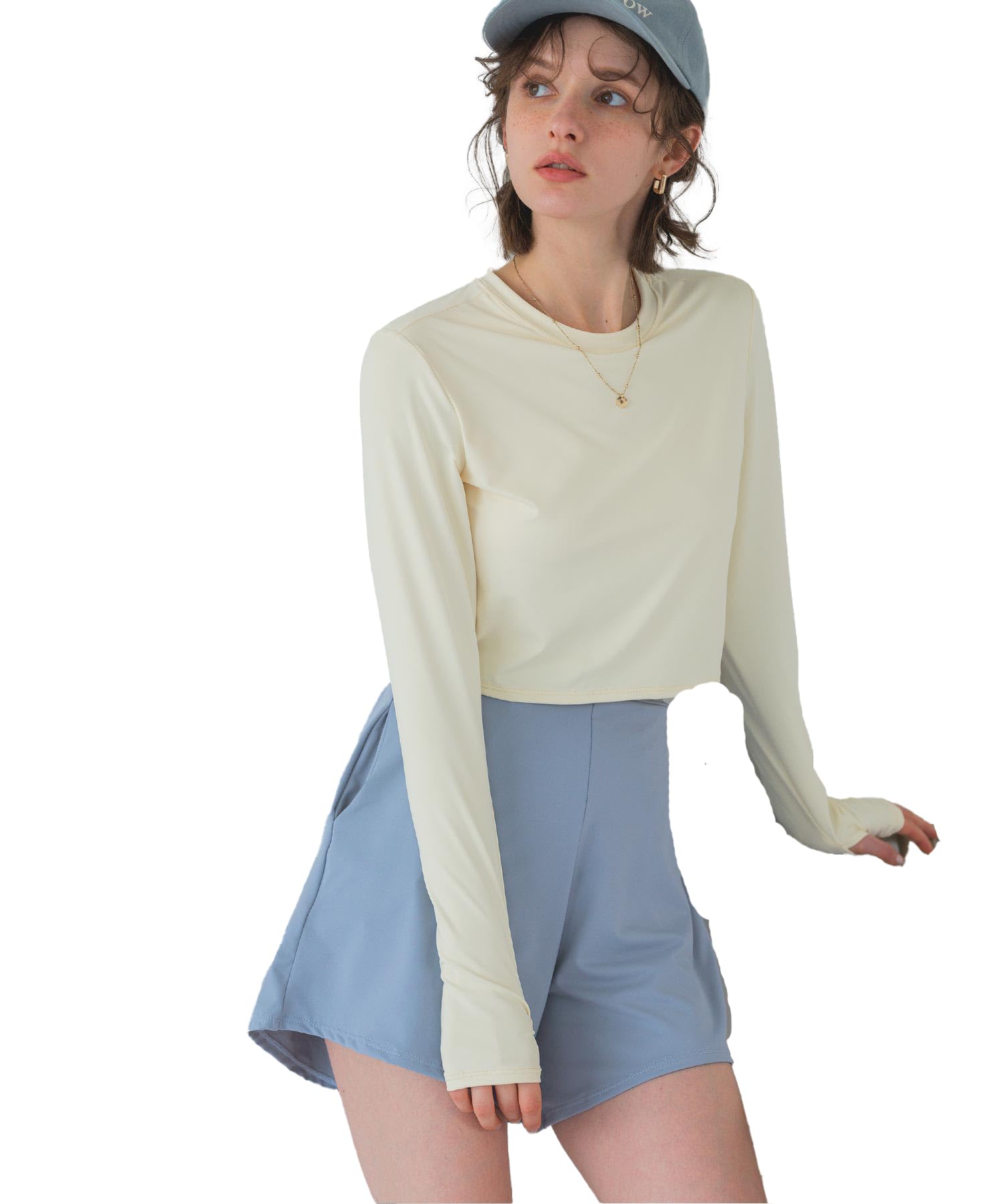 【送料無料】 3点セット ショートパンツ×カップ付 長袖 ビキニ 水着 DFXM0619 レディース 色：ホワイト系その他、サイズ：S