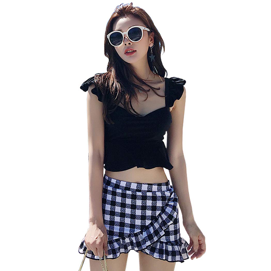 【送料無料】 水着 レディース ビキニ ビスチェ風 2点セット ハイウエスト フレア フリル スカート ワ..