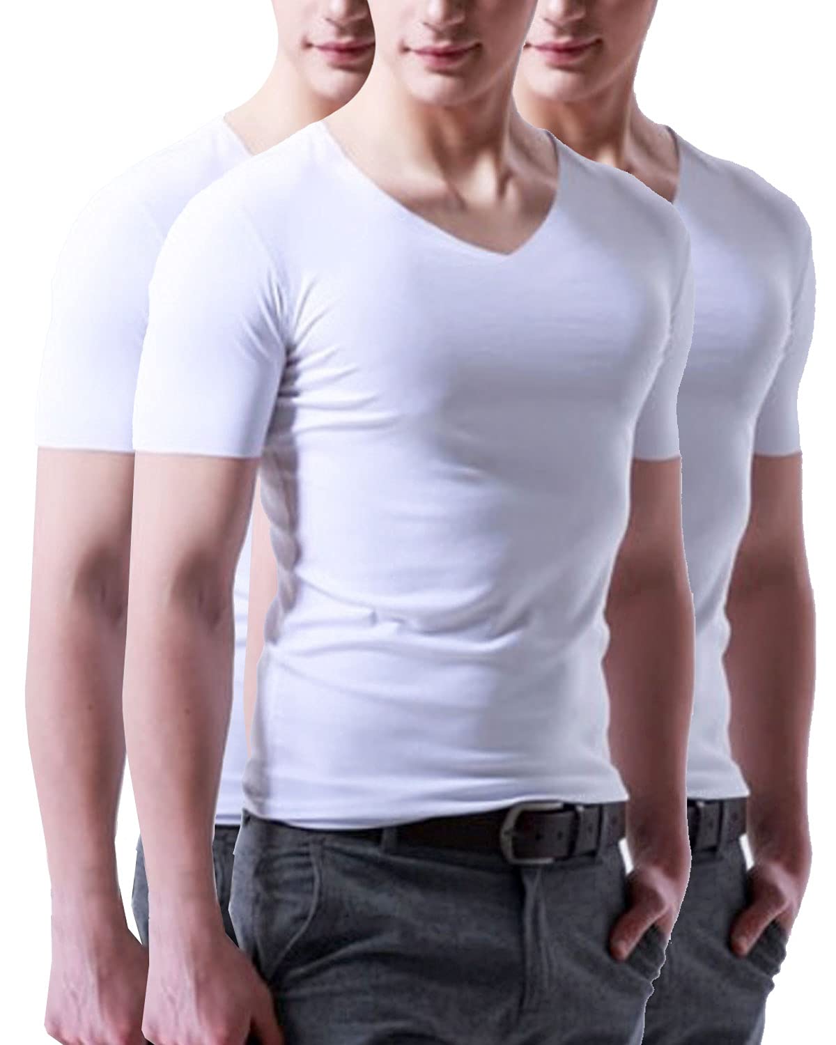 【送料無料】 ［サンカク］3枚組 メンズ インナー インナーシャツ アンダーシャツ シームレス Tシャツ ..